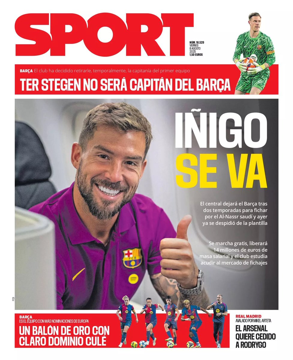 Poderío español en los candidatos a Balón de Oro, la renovación hasta 2030 de Gonzalo y el central Íñigo se marcha gratis para liberar 14 millones de masa salarial en el Barça. 
Un recuerdo para un hombre que colaboró en muchas portadas: Manuel Esteban, “Manolete” (68). DEP.