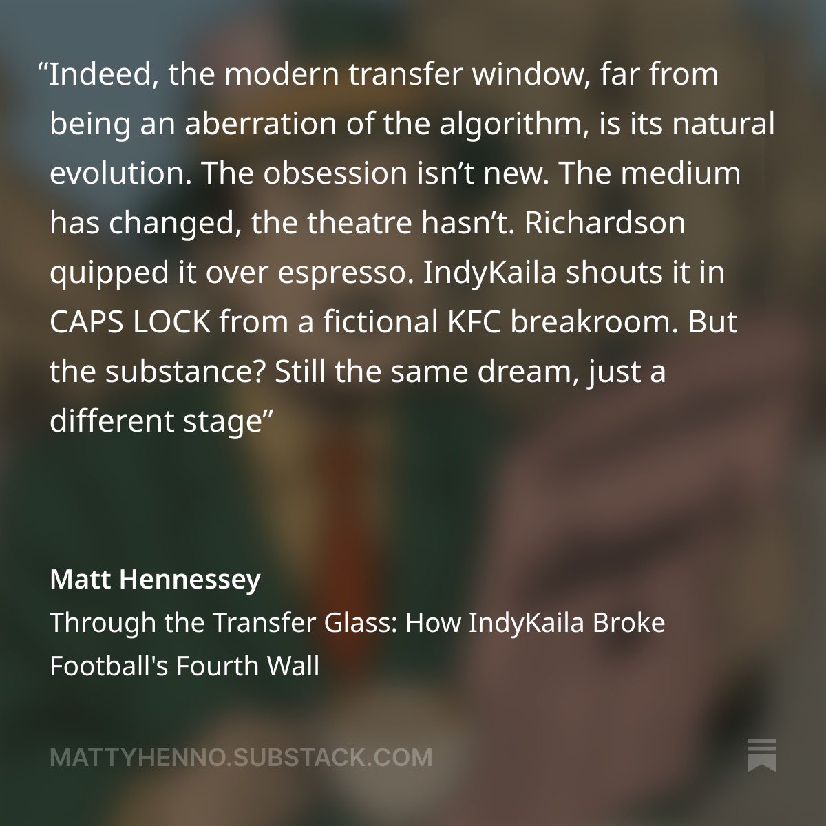 What happens when parody becomes prophecy? 

The evolution of football's information ecosystem - from ClubCall to James Richardson’s Gazzetta Football Italia to David Ornstein and the curious rise of #IndyKaila <a href="/indykaila/">indykaila News</a> 

🔗 open.substack.com/pub/mattyhenno…