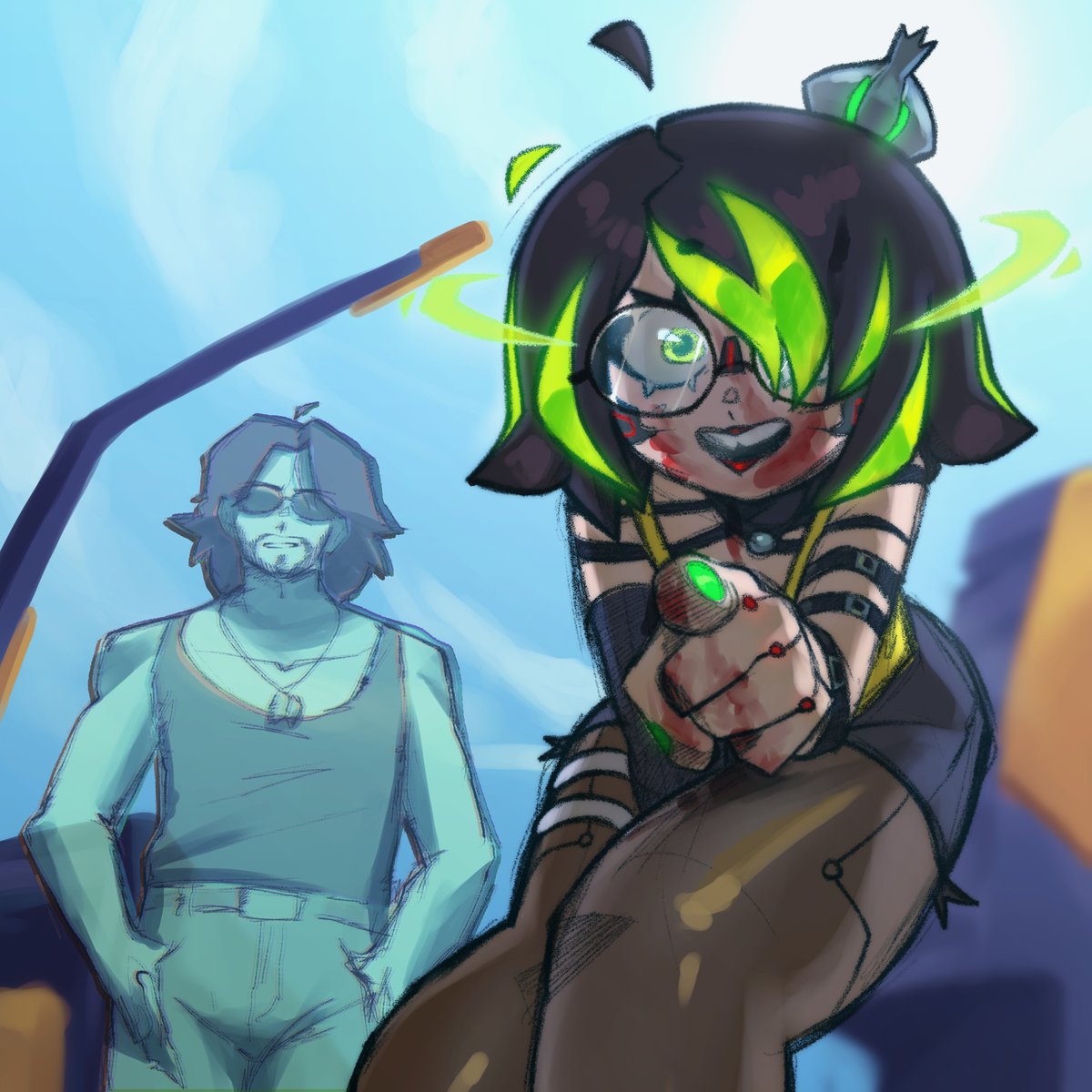 -Can you believe I used to dress like that?

-Hot stuff, diva. Now let's get out of here before more pieces of your wardrobe try to zero us.