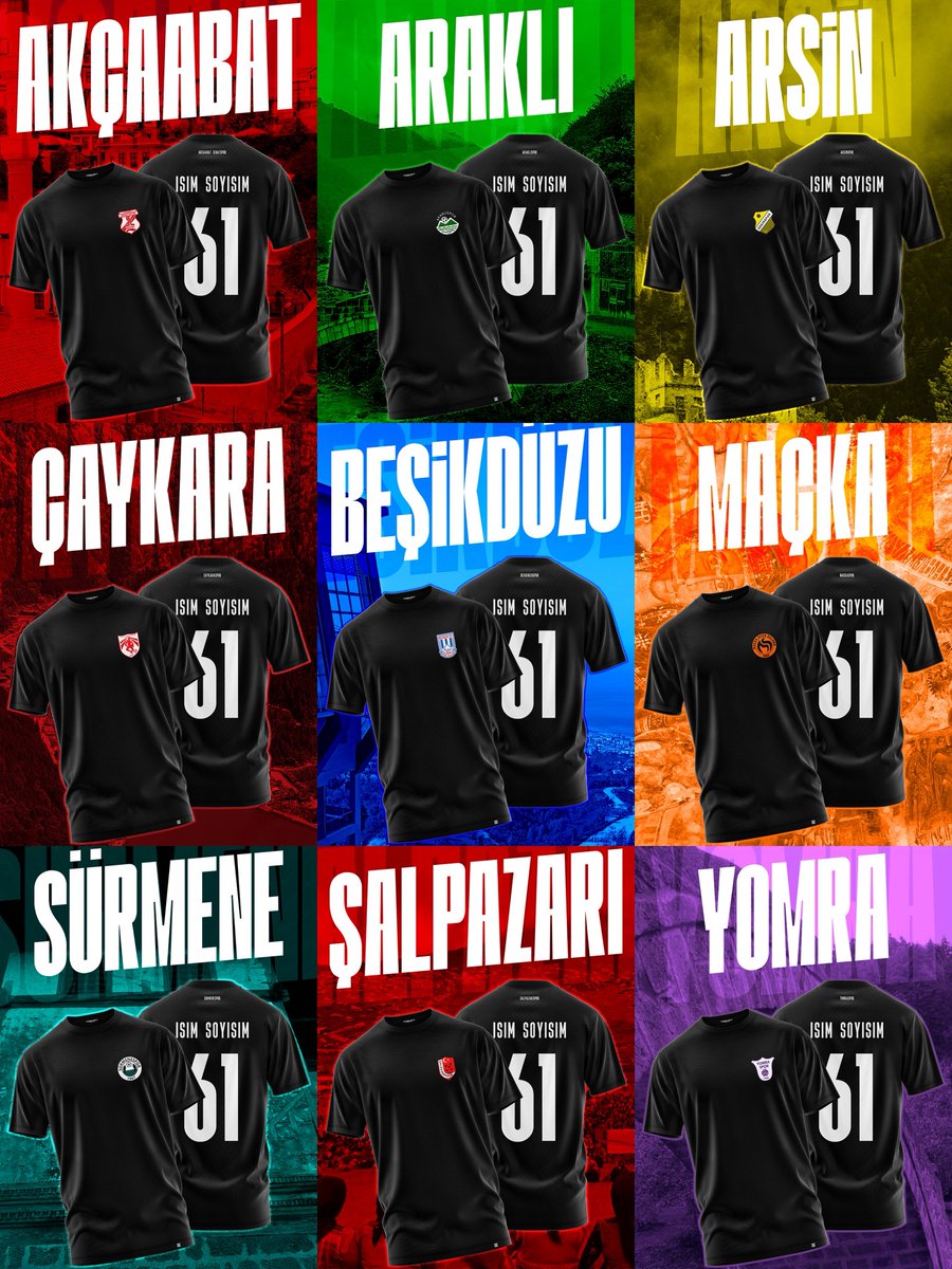 Trabzon’un futbola gönül vermiş ilçe takımları, şimdi tişörtlerde yerini alıyor!
Ön tarafta yer alan arma baskısı ile ait olduğun ilçe takımını gururla taşı, arka kısımda ise kararı sen ver; İsmin, numaran, belki de sadece senin bildiğin bir anlam.

Kişiselleştirilebilir