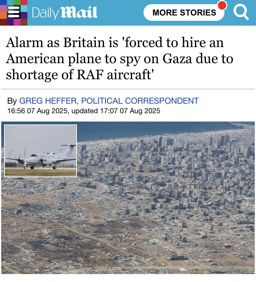 Matt Kennard (@kennardmatt) on Twitter photo Daily Mail is now covering our exclusive for <a href="/PDeepdive/">Palestine Deep Dive</a>
Important to note there’s absolutely no way they switched to a US contractor because of a ‘shortage’ of RAF aircraft. They have 8 Shadow R1s
Was likely attempt to conceal the spy flights - the new ones are on blocked list Daily Mail is now covering our exclusive for <a href="/PDeepdive/">Palestine Deep Dive</a>
Important to note there’s absolutely no way they switched to a US contractor because of a ‘shortage’ of RAF aircraft. They have 8 Shadow R1s
Was likely attempt to conceal the spy flights - the new ones are on blocked list