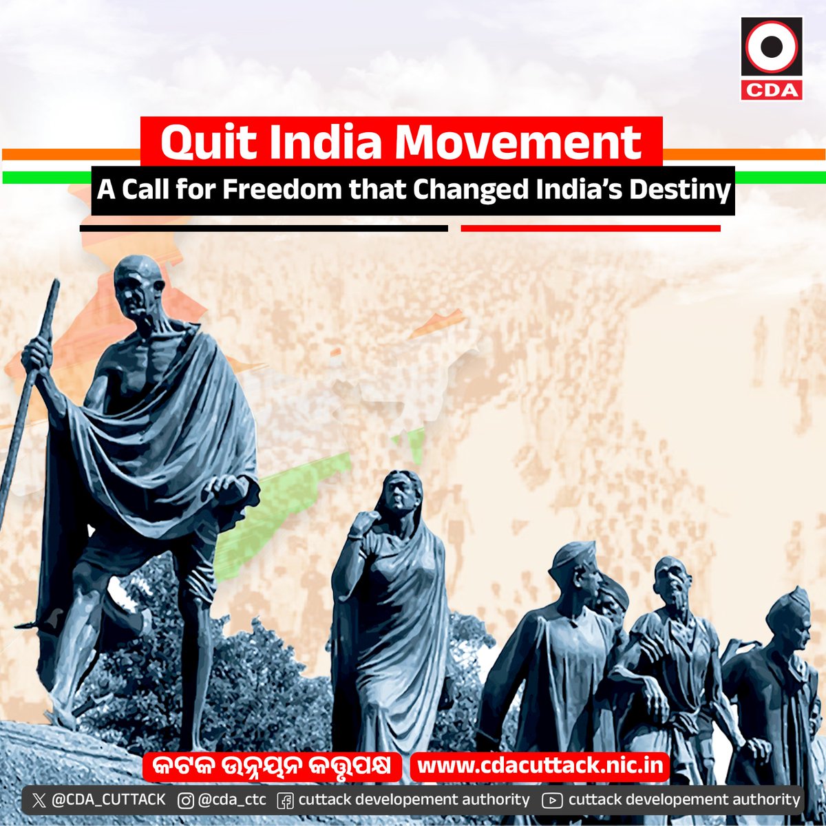 kda_kataka's tweet photo. Let’s pledge to uphold their legacy with unity, integrity, and dedication to nation-building.
#QuitIndiaMovement #GandhiJi #CuttackDevelopmentAuthority #CDA
@dr_kcmahapatra @sofiafirdous1 @BiswalSouvic @HUDDeptOdisha @CuttackDM @CMCCuttack https://t.co/ajmbrlihAB