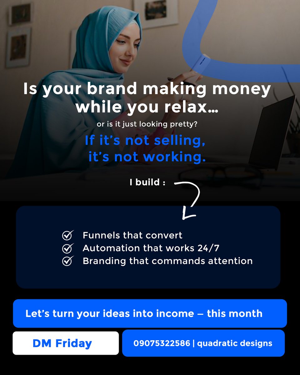 OlaLekan5795231's tweet image. #GoHighLevelExpert #FunnelDesigner #AutomationSpecialist #BrandIdentityDesigner #GraphicDesignNigeria #BusinessBranding #LagosBusinessOwner #DigitalMarketingNigeria #SmallBusinessGrowth #SalesFunnelExpert #OnlineBusinessStrategy #MarketingAutomation #VisualBrandingPro