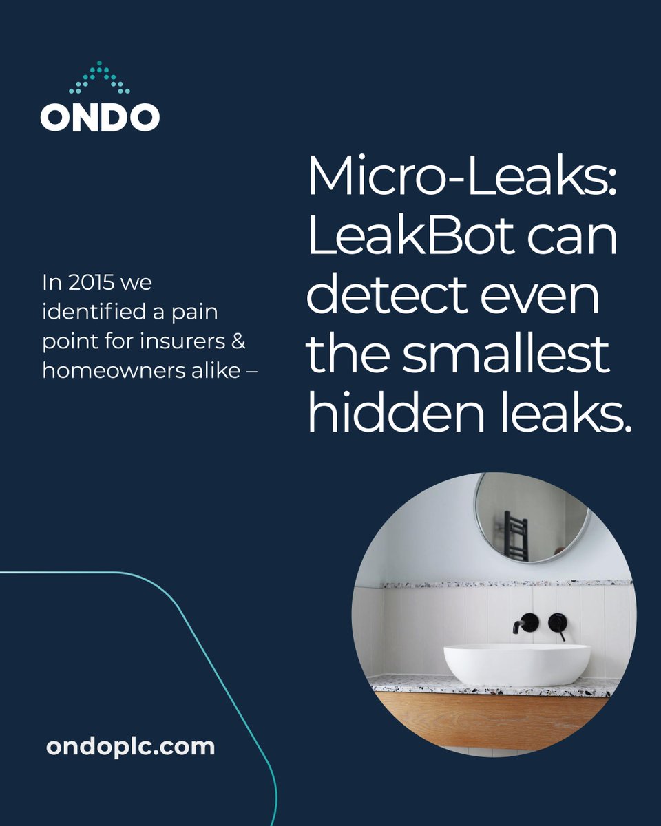 📢 “In 2015, we identified micro leaks as a pain point for Insurers, and then we developed #LeakBot. 

Now#ONDO helps to save Insurers 70% on water damage claims and we’re proudly partnered with 25 insurance carriers across Europe and USA”