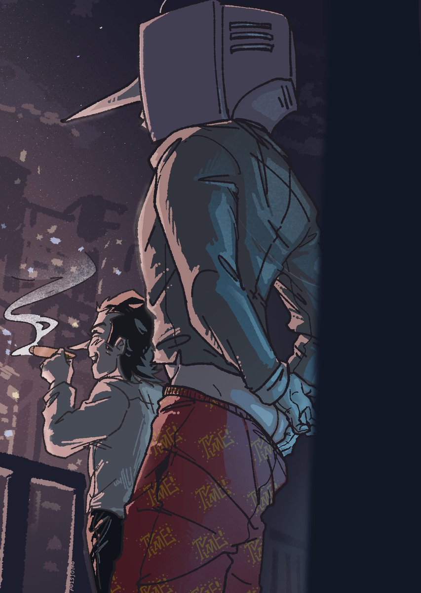 Just two big shots admiring the night view.
#deltarunefanart  #tenna #spamton