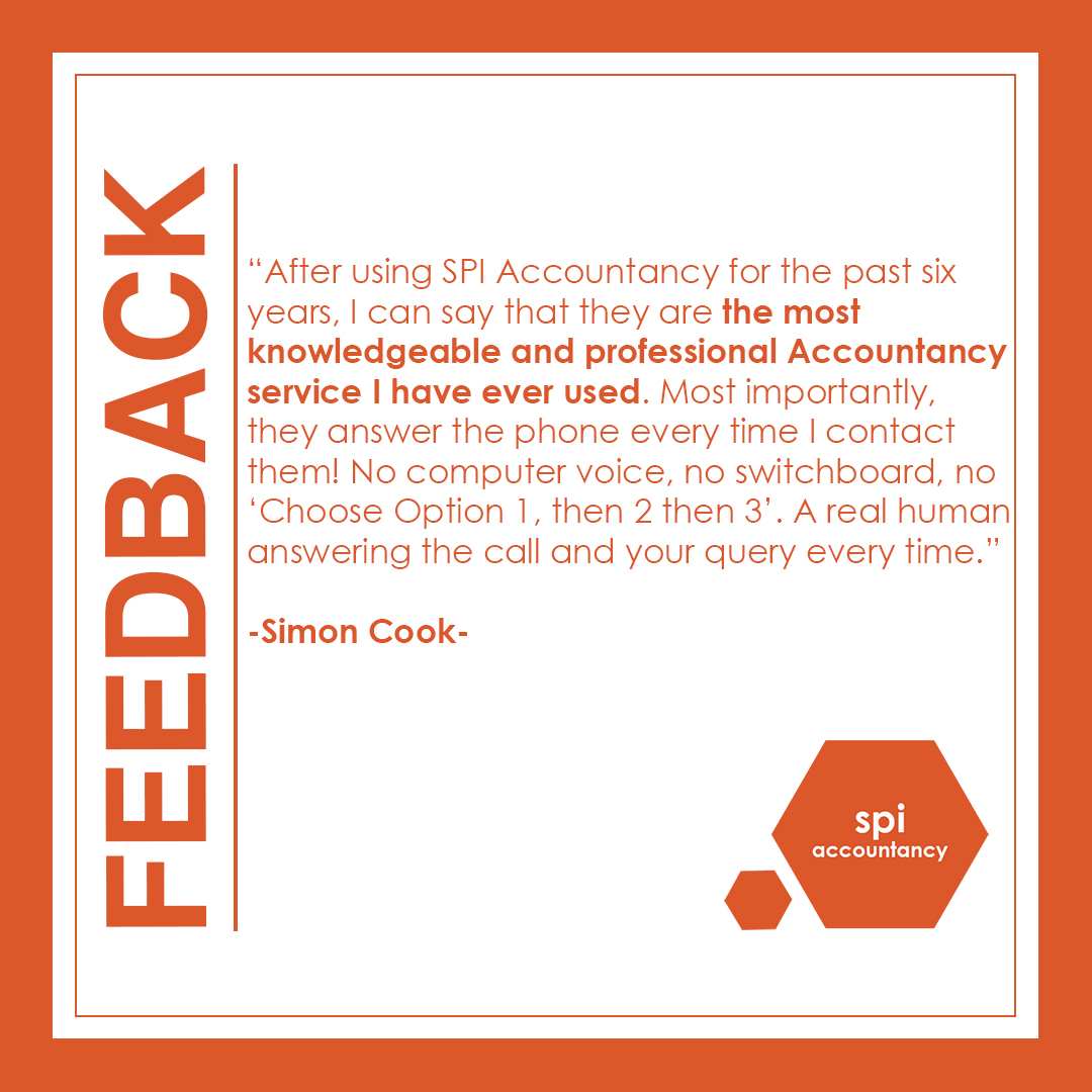 spiaccountancy's tweet image. When you work with the team at SPi Accountancy, you get a team that&apos;s knowledgeable, professional, and there for you when you need advice. Great feedback from Simon this week! #FeedbackFriday #FridayFeeling #AccountancySupport