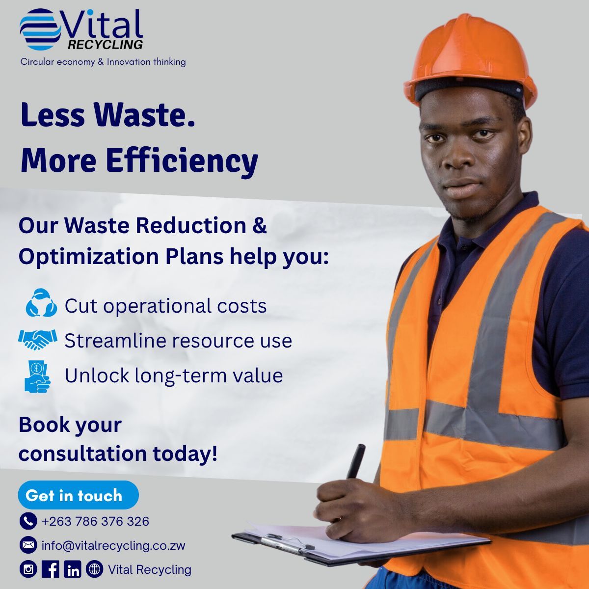 Our plans help your business operate smarter, cleaner and more sustainably. From waste audits to efficiency upgrades, we provide tailored solutions that cut waste at source and boost your bottom line. Ready to turn your waste into opportunity? Let's talk. #VitalRecycling #ESG