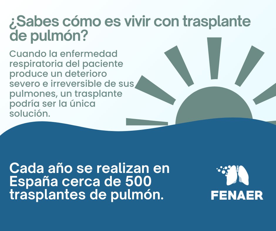 ⁉️¿Sabes cómo es vivir con trasplante de pulmón?
Esta medida se toma cuando la patología respiratoria ha afectado gravemente a los órganos, pero puede suponer también un nuevo comienzo para los pacientes.
Más información: fenaer.es/trasplante-de-…