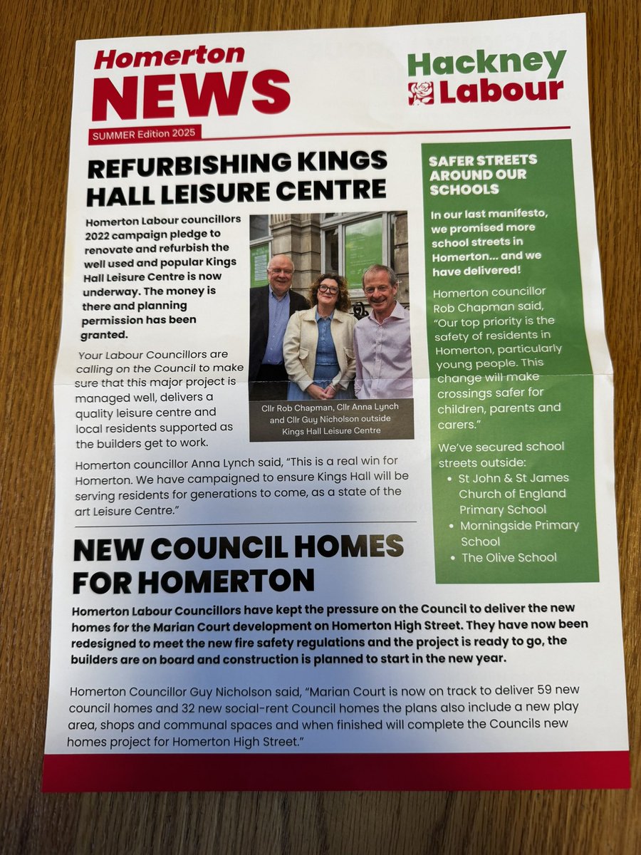 🌹 Homerton Labour Councillors🌹

⛱️ Summer Newsletter ⛱️

We’ve delivered our 2022 manifesto commitments to residents 

✅ Refurbishing Kings Hall Leisure Centre 🏊🏿‍♀️
✅ New Council Homes 🏡 
✅ Safer School Streets 🚲
<a href="/HackneyLabour/">Hackney Labour</a> <a href="/Labourhomerton/">Homerton Labour</a>