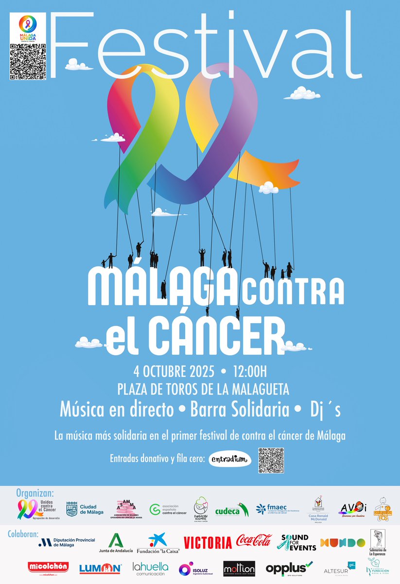 Asociación Española Contra el Cáncer en Málaga (@contracancerma) on Twitter photo Ya puedes comprar tus entradas para el Festival "Málaga Contra el Cáncer" que organiza, el 4 de octubre, la Agrupación de Desarrollo Unidos Contra el Cáncer en La Malagueta.
<a href="/diputacionMLG/">Diputación de Málaga</a>
<a href="/malaga/">Ciudad de Málaga</a>
<a href="/MalagaJunta/">MálagaJunta</a>
entradium.com/es/events/i-fe…
#TodosContraElCáncer
#UnidosContraElCáncer Ya puedes comprar tus entradas para el Festival "Málaga Contra el Cáncer" que organiza, el 4 de octubre, la Agrupación de Desarrollo Unidos Contra el Cáncer en La Malagueta.
<a href="/diputacionMLG/">Diputación de Málaga</a>
<a href="/malaga/">Ciudad de Málaga</a>
<a href="/MalagaJunta/">MálagaJunta</a>
entradium.com/es/events/i-fe…
#TodosContraElCáncer
#UnidosContraElCáncer