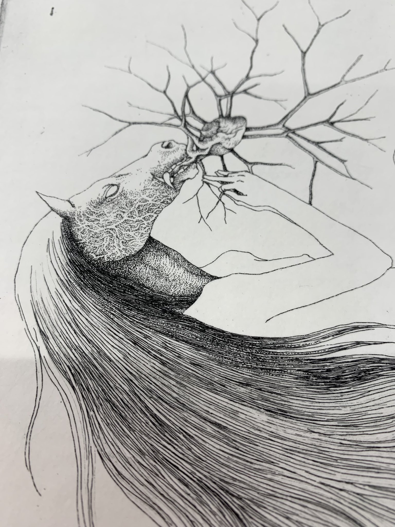 箕輪千絵子　版画　10/60　エッチング　額装　くだん　件 箕輪千絵子版画10/60エッチング額装くだん件