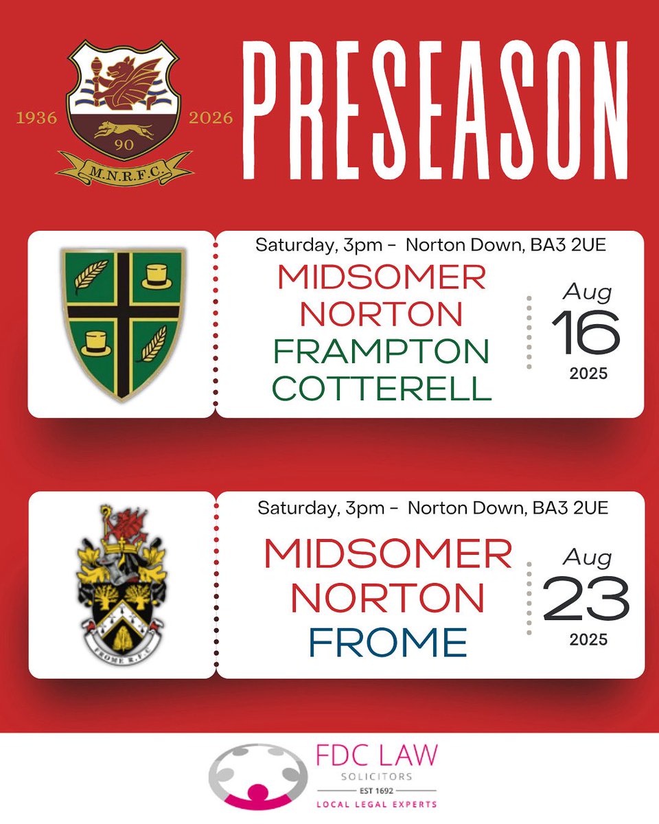 The season is less than a month away, and we have two fantastic preseason clashes at Norton Down this August!