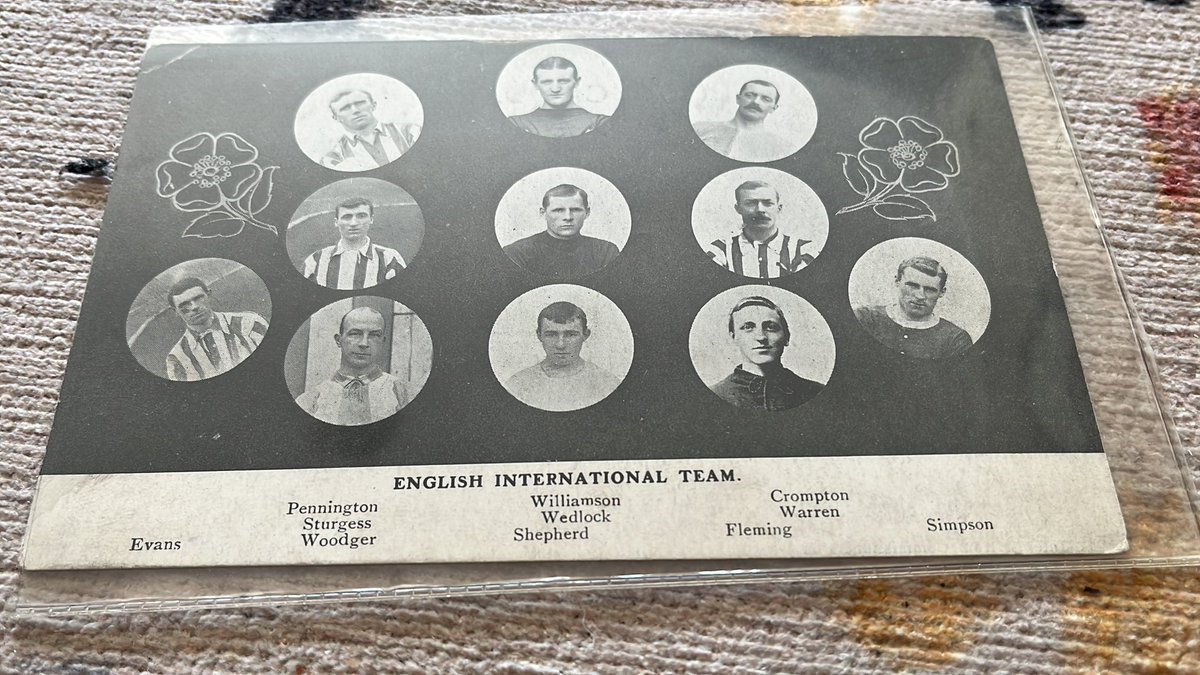 Football postcard no11 England team Feb 11th 1911 v Ireland at Derby County, England won 2-1 this was George Woodgers only cap for England