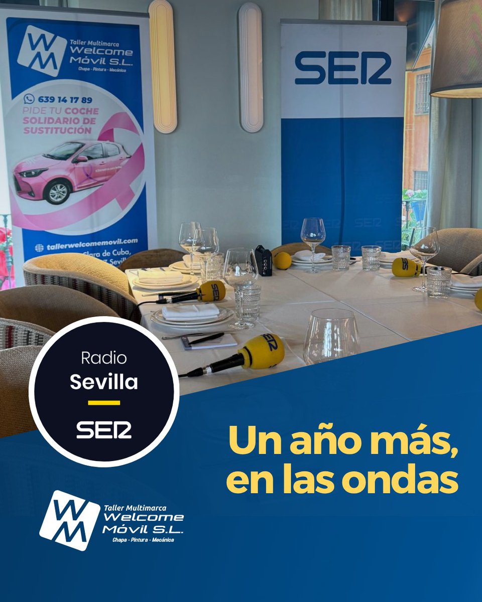 📢 Un año más, Taller Welcome Móvil estará presente en las retransmisiones deportivas de Radio Sevilla - Cadena SER.

Porque igual que tú pones el corazón en tu equipo, nosotros lo ponemos en tu coche.

#eltallerquesientetuscolores #TallerWelcomeMovil #CadenaSER #RadioSevilla