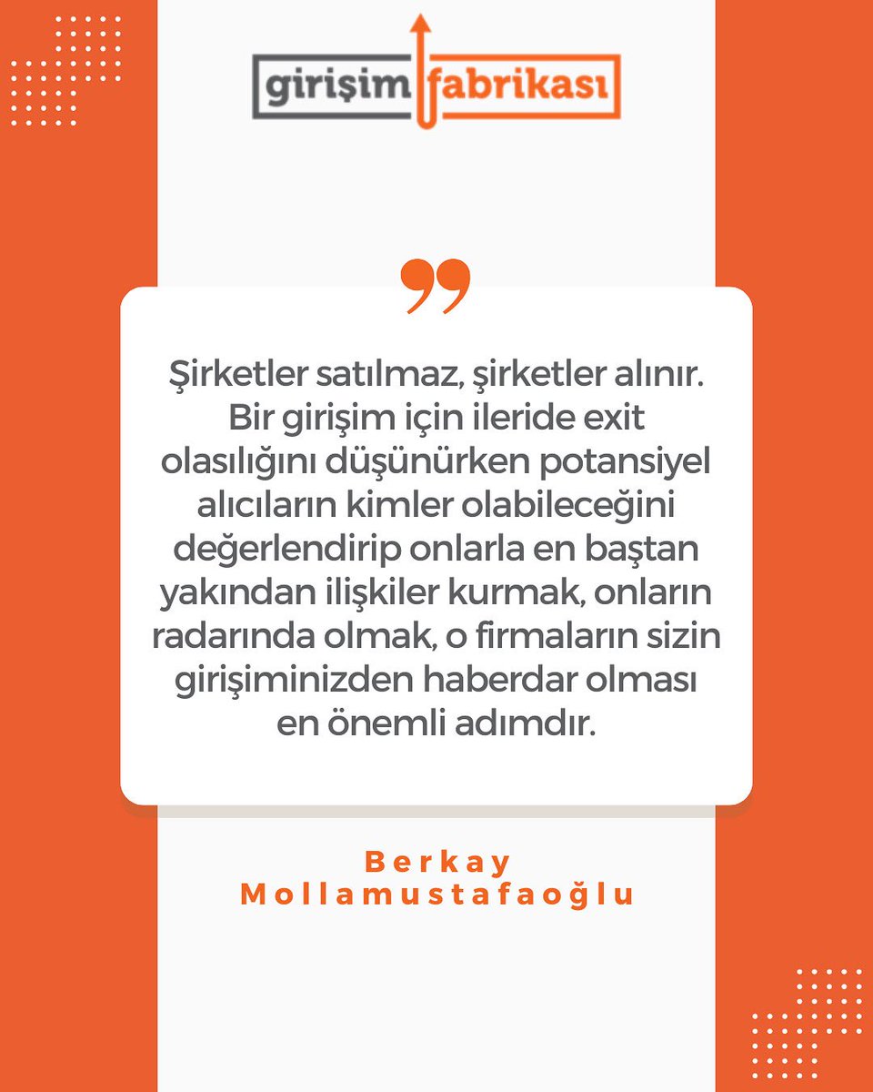 Türkiye girişimcilik ekosisteminin önemli isimlerinden ilham veren görüşleri paylaştığımız serimizde bu kez Berkay Mollamustafaoglu bizlerle!

Başarılı exit’ler, potansiyel alıcıların radarına erkenden giren girişimlerden gelir.💎

Kaynak:👇
youtube.com/live/BIW1EWULz…