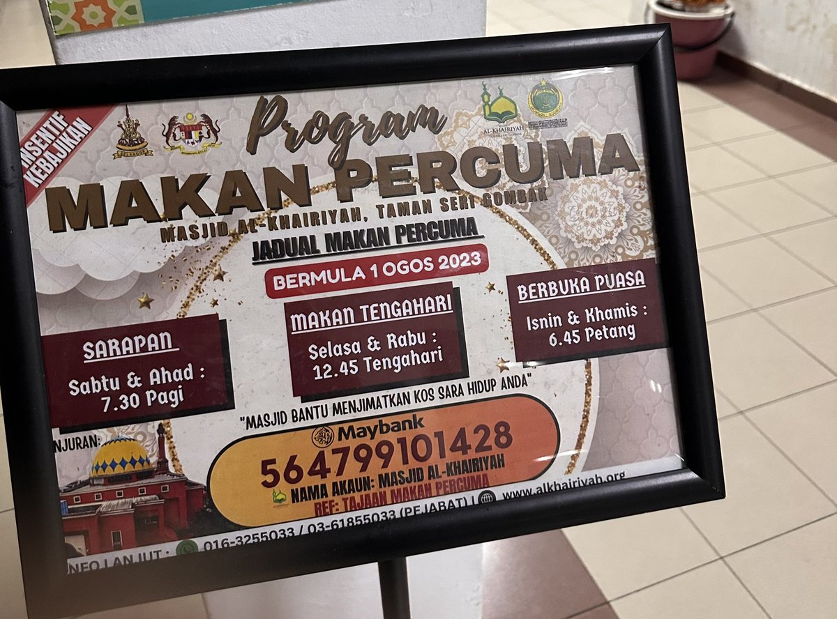 Kalau ada masjid/surau buat program makan percuma… Boleh sambung di bawah.