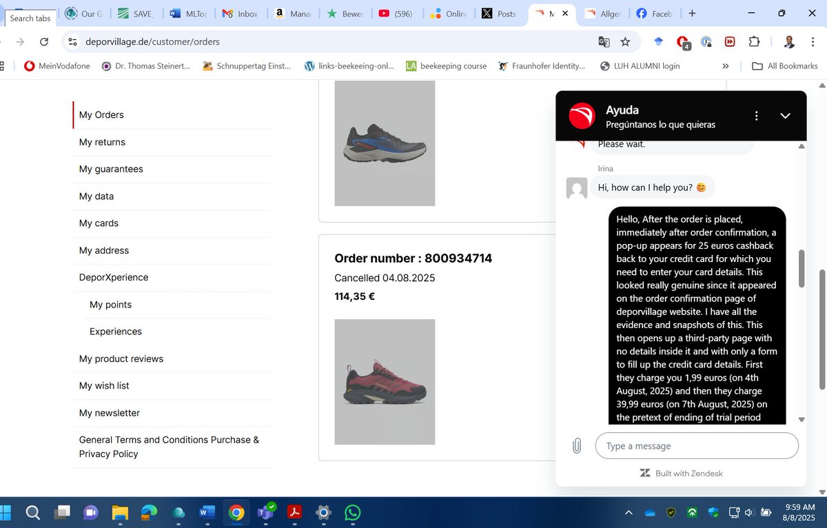 sam_k_4321's tweet photo. @deporvillage @xavierplade Such scams operate on your websites (see chats in photos). Its not good experience for ur customers, gives you a bad name. Request you to quickly look into this issue and do the needful 2 refund the money. @bka : please look into this scams. https://t.co/kRlCxTqPsQ