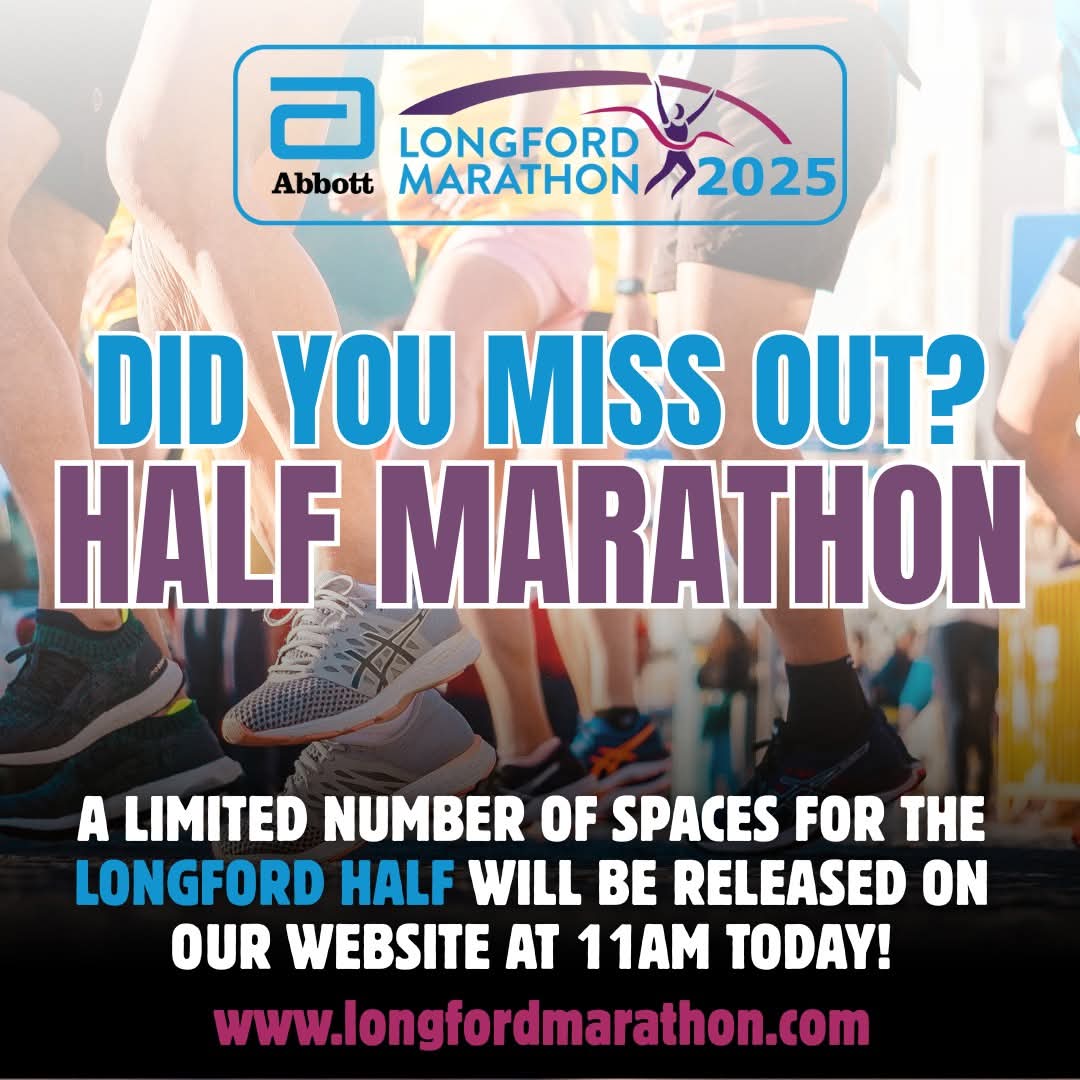 RunLongford's tweet image. GET READY!

𝐀 𝐕𝐄𝐑𝐘 𝐥𝐢𝐦𝐢𝐭𝐞𝐝 𝐧𝐮𝐦𝐛𝐞𝐫 𝐨𝐟 𝐬𝐩𝐚𝐜𝐞𝐬 𝐟𝐨𝐫 𝐨𝐮𝐫 𝐇𝐚𝐥𝐟 𝐌𝐚𝐫𝐚𝐭𝐡𝐨𝐧 𝐰𝐢𝐥𝐥 𝐛𝐞 𝐚𝐯𝐚𝐢𝐥𝐚𝐛𝐥𝐞 𝐨𝐧 𝐨𝐮𝐫 𝐬𝐢𝐭𝐞 𝐚𝐭 𝟏𝟏𝐚𝐦 𝐭𝐨𝐝𝐚𝐲

Don't miss your chance to participate in this popular race! 🏃‍♀️

longfordmarathon.com