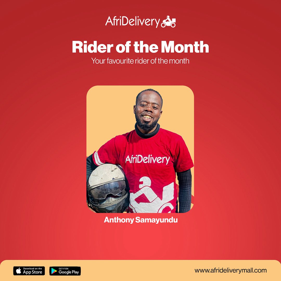 👏 Shoutout to Anthony Samayundu – our Rider of the Month! 🚴‍♂️
Your dedication, warm smile, and unmatched customer service continue to make every delivery a great experience. Thank you for going the extra mile, quite literally! 💪
We appreciate you, Anthony🌟

#AfriDelivery