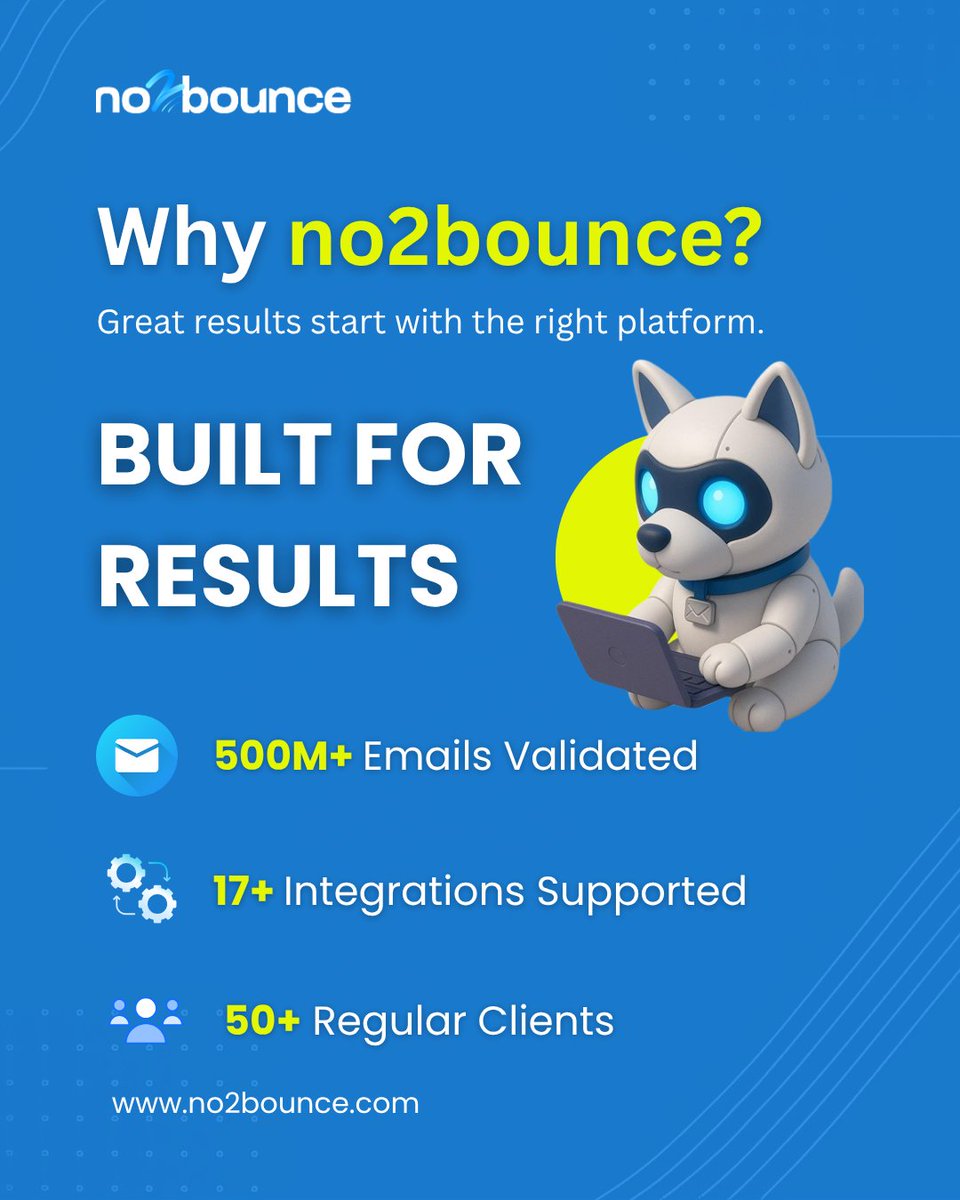 no2bounce's tweet image. Claim your free credits now → no2bounce.com/verify-emails-…
no2bounce is the ideal email verification tool for campaigns

#EmailValidation #SaaS #Milestones #BusinessGrowth #Integrations #ClientSuccess #DataDriven #TechSolutions #no2bounce