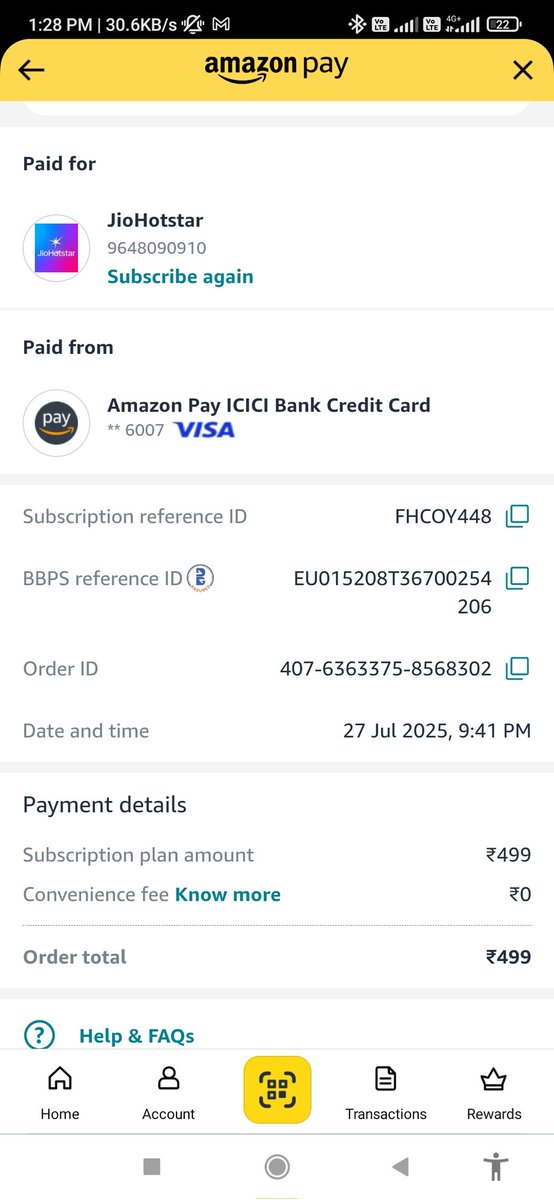 ratneshkumar912's tweet photo. @hotstar_helps 2 time recharge 27/28 July par mere account me ek sal ka dikha raha hai ek recharge ka pesa refund kar do pls https://t.co/Zxgc812doV