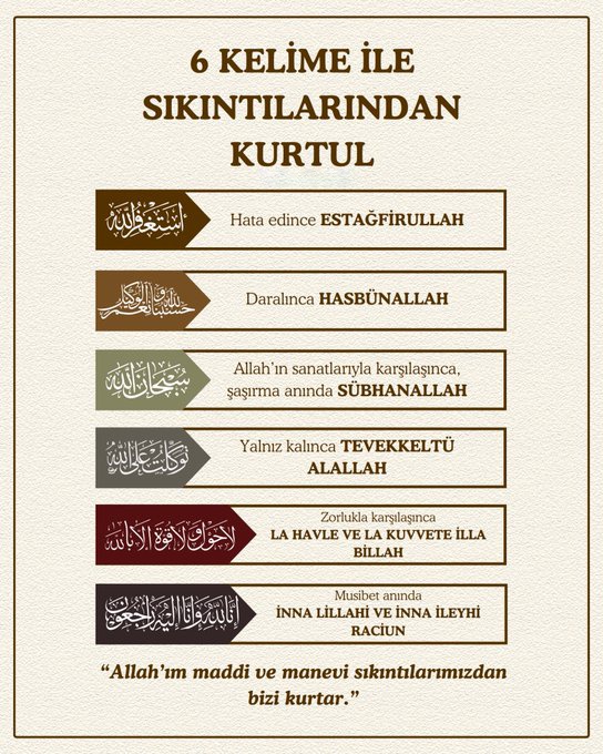 Sıkıntılardan Kurtulmak için Altın Değerinde 6 Kelime
