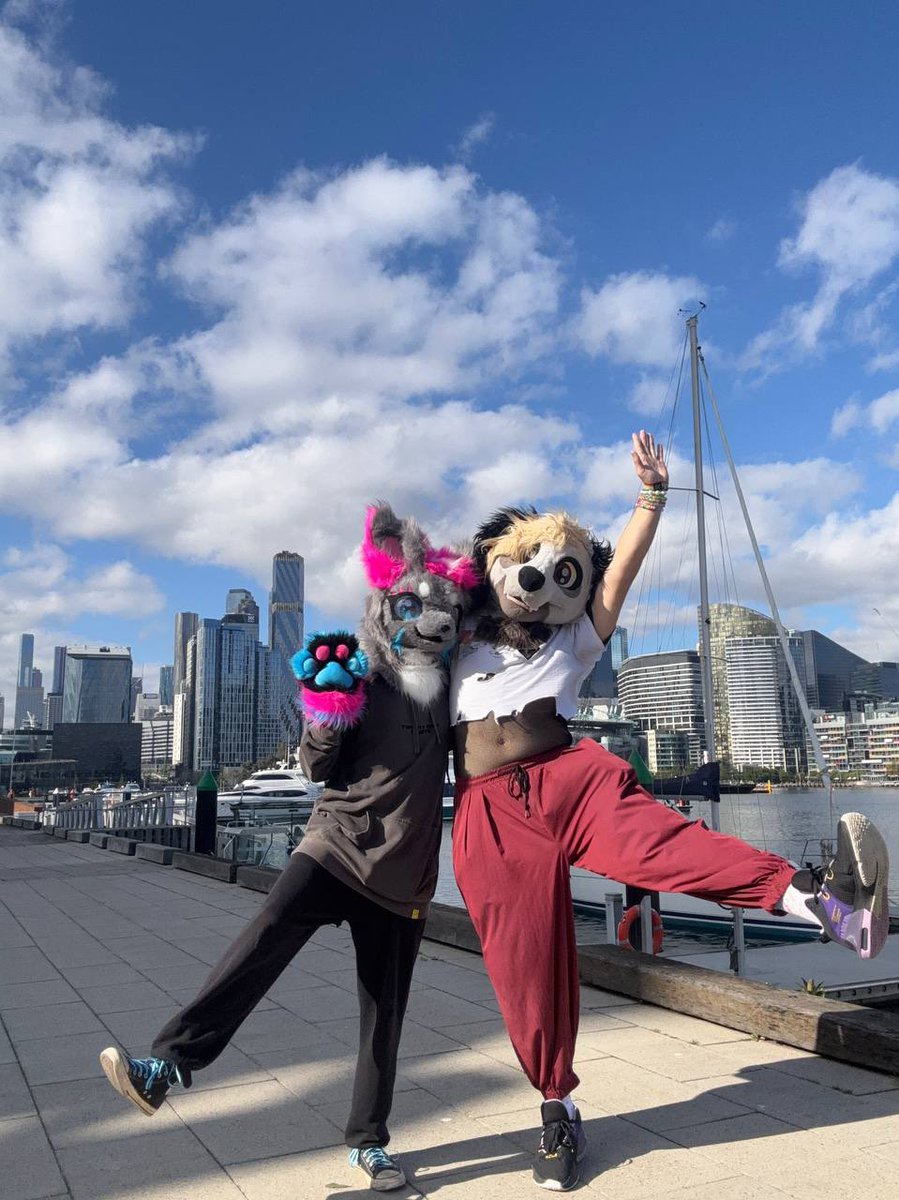 SnoweyFoxy's tweet photo. Enjoyed taking photos out in public with @downbeatpoodle 

#furry #fursuit https://t.co/jk1FEkgNW9