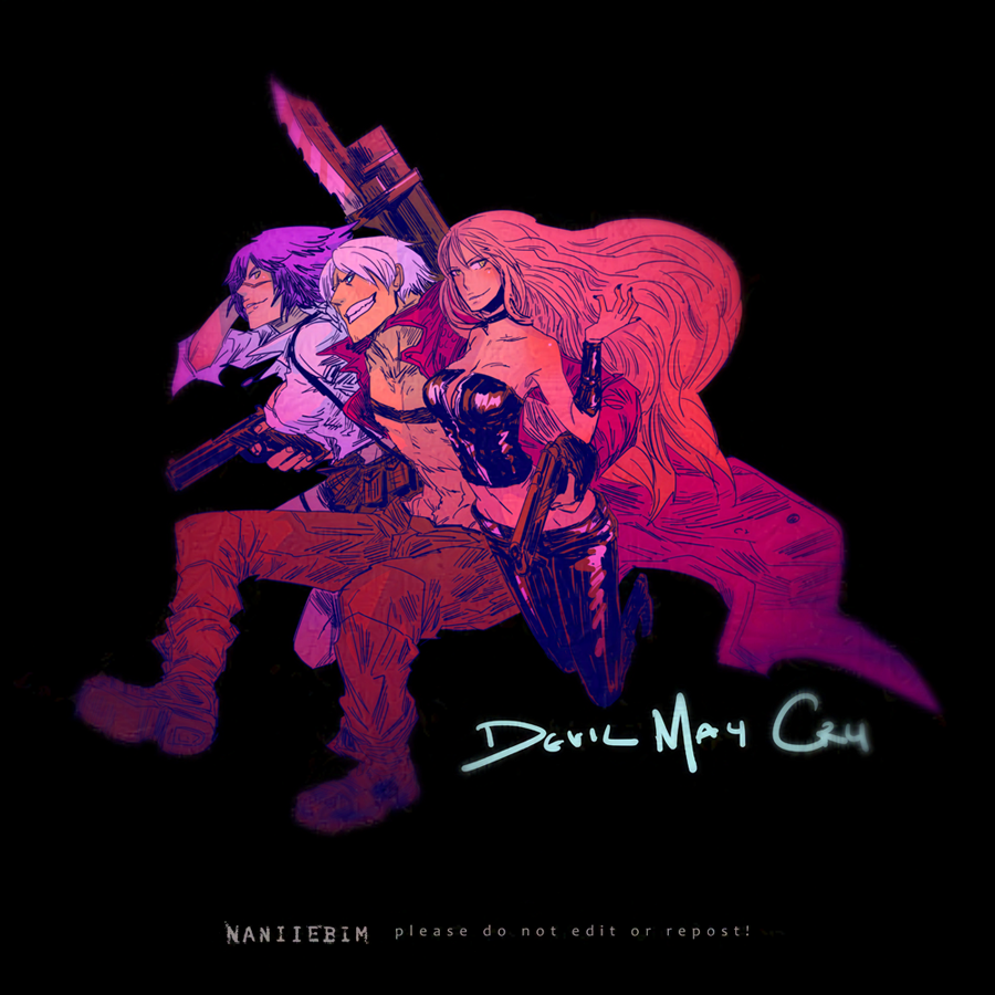 naniiebim's tweet image. Devil May Cry, Dante, Trish and Lady