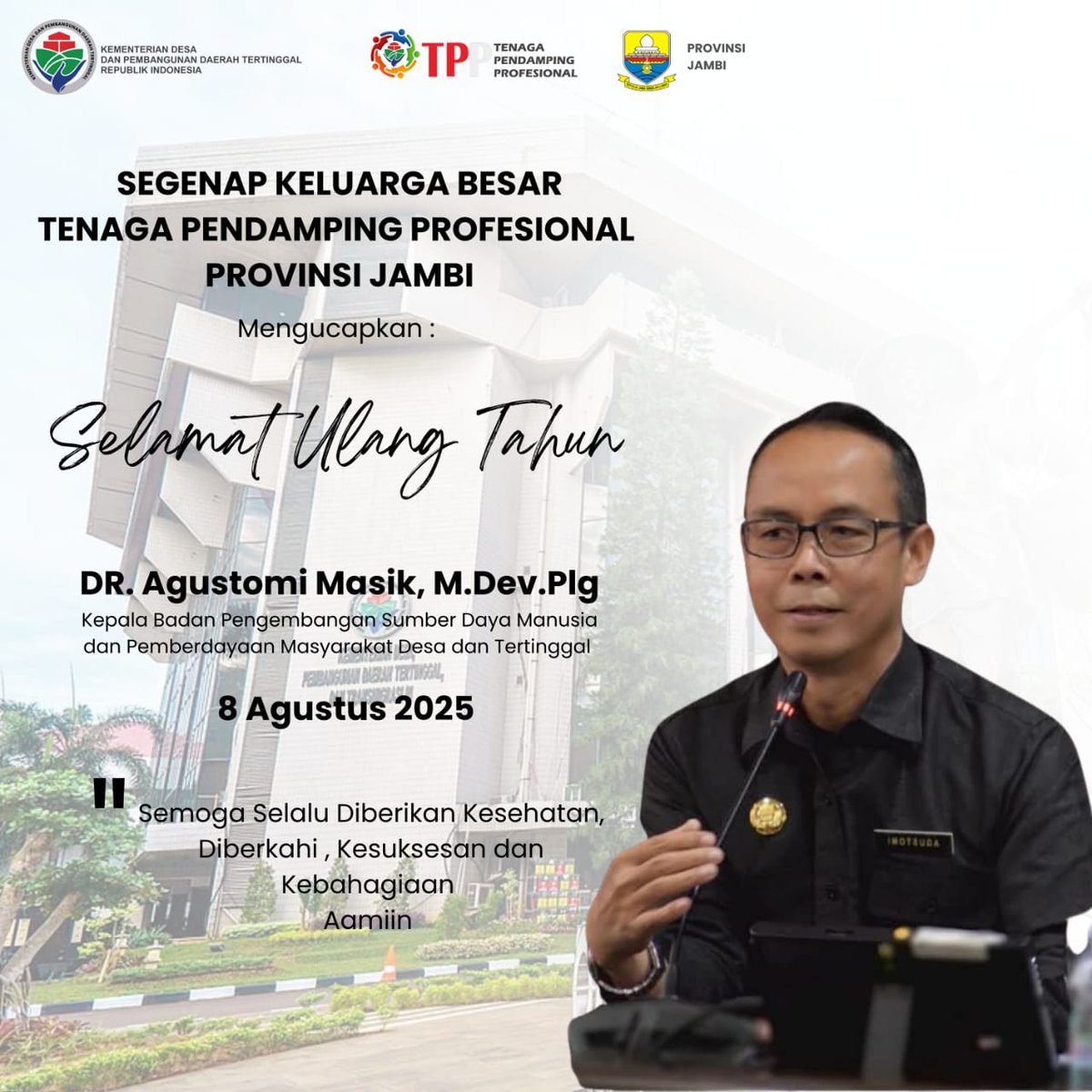 AHMADMUGNI82's tweet photo. Barakallah Tabarakallah Selamat ulang tahun bapak Dr. Agustomi Masik, https://t.co/r8ncWXyYCr.Plg,  kepala Badan BPSDM Kemendes PDT RI

#TPPkemendesapdt
#TPPprovJambi
#TPPtanjungjabungbarat https://t.co/ROXF6J9iF7
