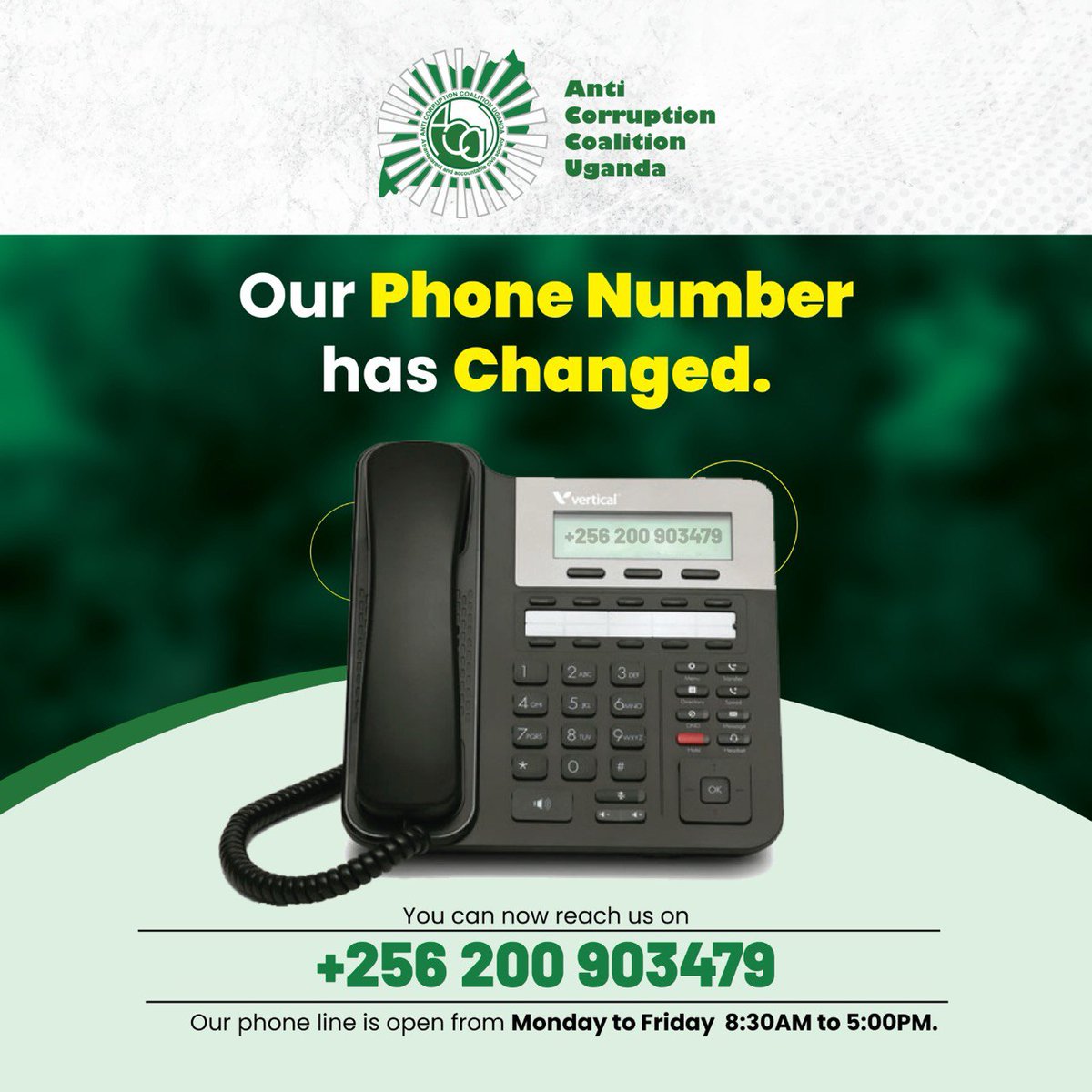 We have updated our phone number! You can now reach us on +256 200 903479.