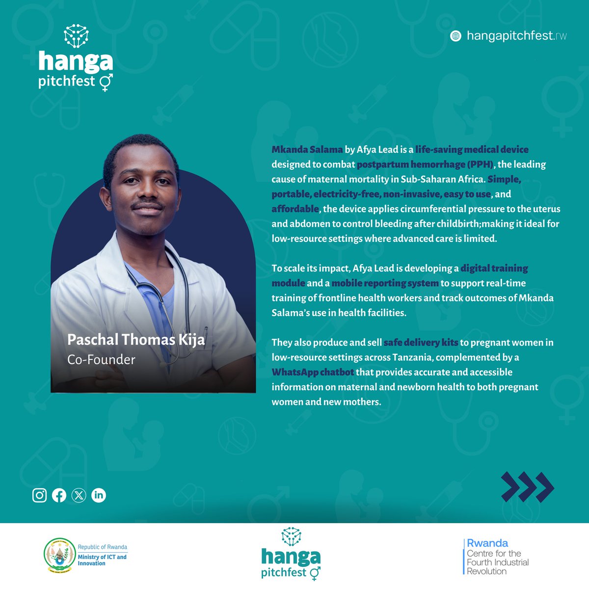 hangapitchfest's tweet photo. 🇹🇿 Meet Afya Lead, Tanzania a Hanga SRH Cohort 2 venture co-founded by Paschal Thomas Kija. https://t.co/cqKBnyFopO