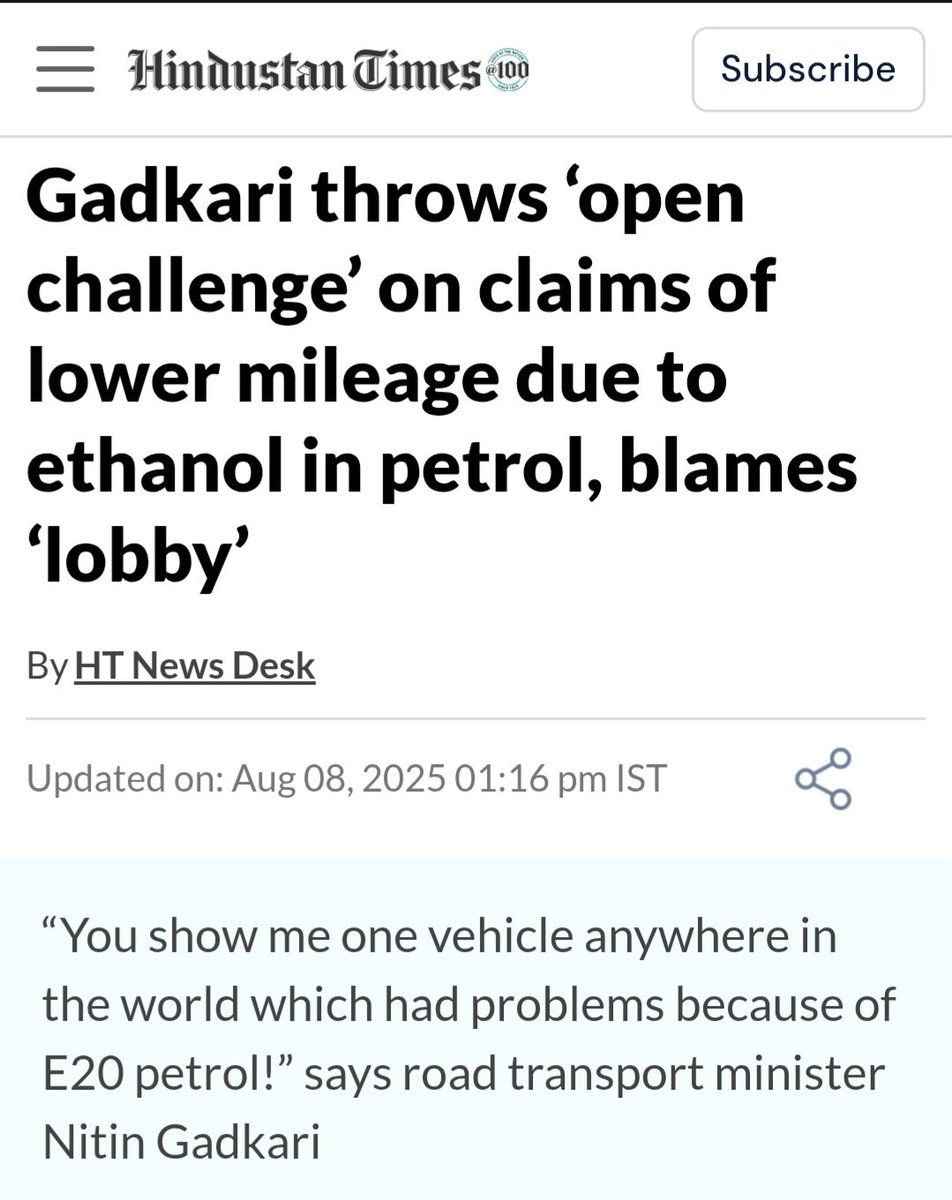 mxtaverse's tweet photo. He first gave open challenge yesterday and then himself admitted that ethanol blending reduces vehicle average today. https://t.co/AdKxUrxs59