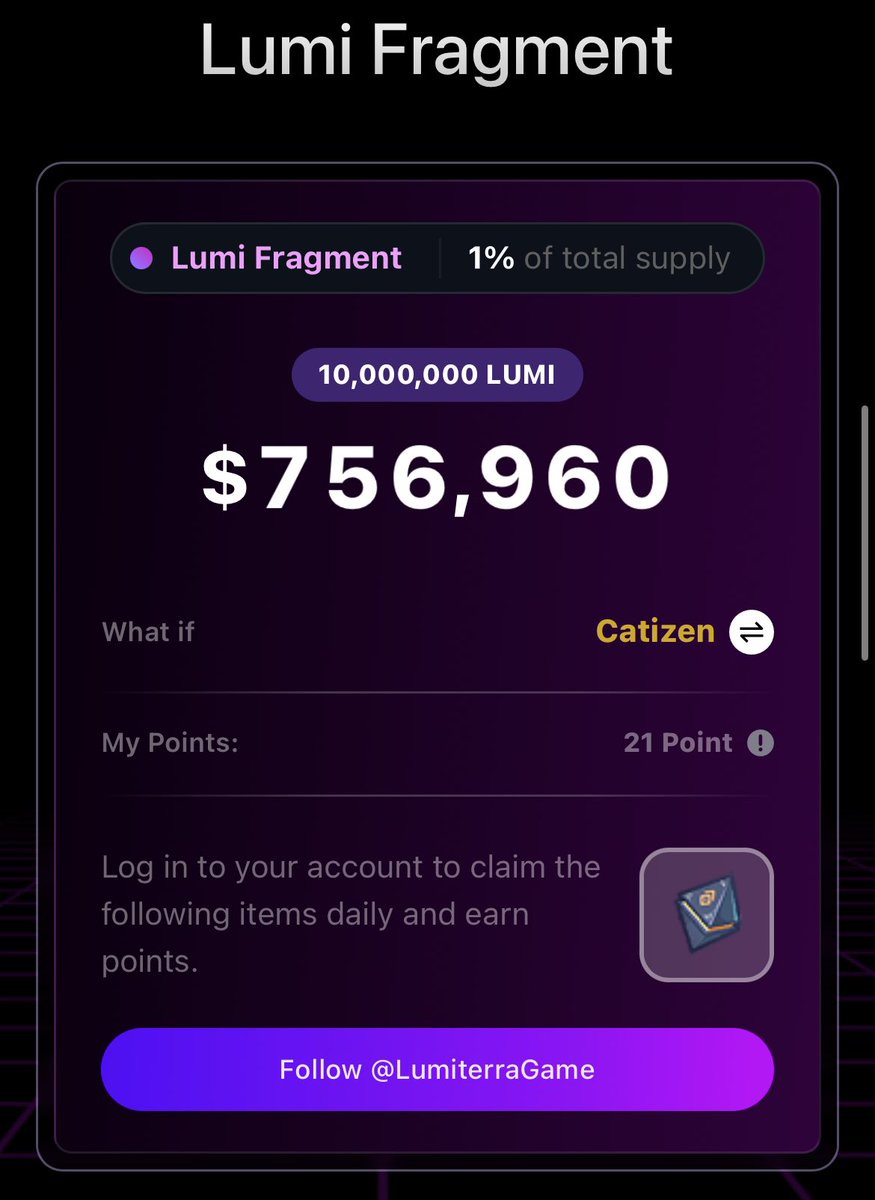 GM <a href="/LumiterraGame/">Lumiterra</a> fam.

✅ Just claimed my daily fragments.

busy day , still showed up for lumiterra regardless.

We run it back harder tomorrow for sure.!🫵

gLumi 💛