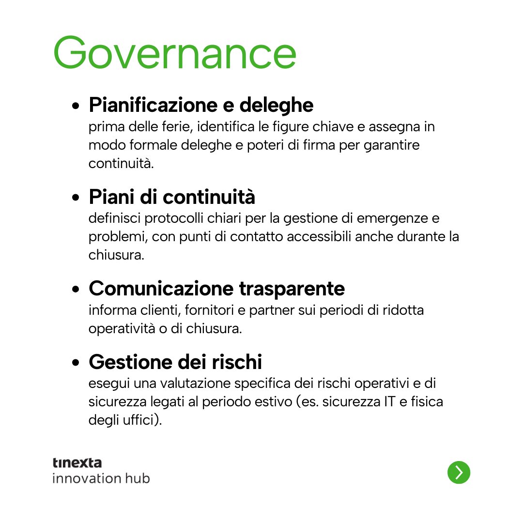 🏖️ Vacanze più sostenibili? Anche per le aziende è una questione di scelte.
Anche l’estate ha il suo impatto #ESG.

♻️ Scopri le best practice per affrontarla in modo responsabile.

Buone vacanze (consapevoli) dal team di #TinextaInnovationHub🌞

#Sostenibilità #WorkLifeBalance