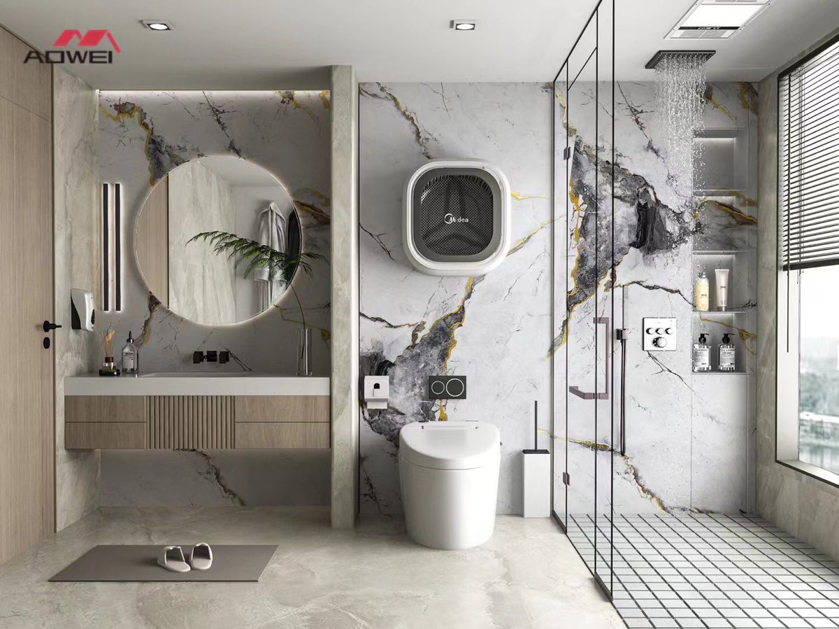 NancyAowei's tweet image. From bathrooms to cafes: Our PVC marble panels fit every space. Easy to clean, perfect for high-moisture areas. #VersatileDesign #EasyMaintenance