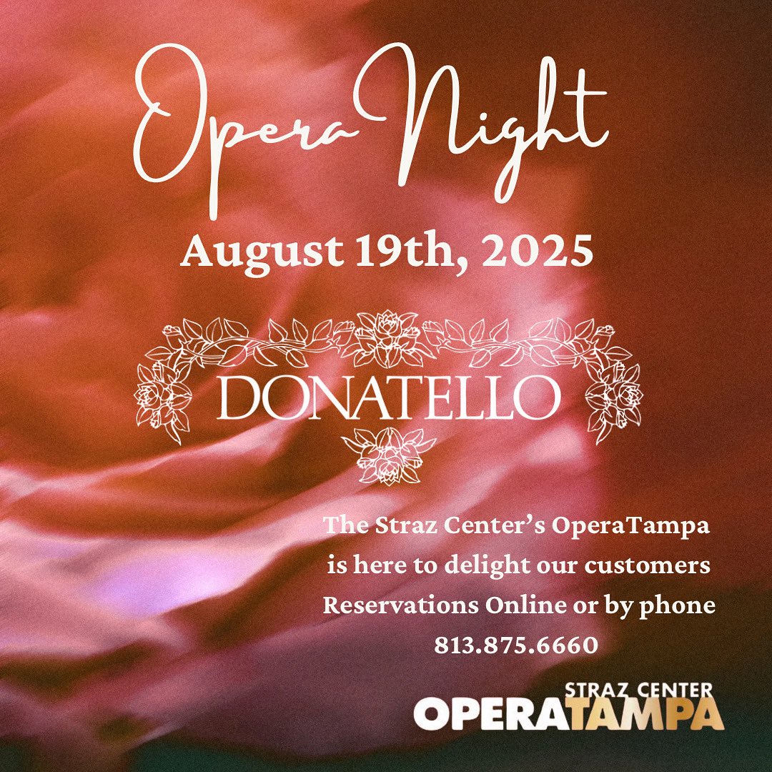 Donatello Restaurant (@donatellotampa) on Twitter photo Our Music of the Night is back! Join us for Opera Night with <a href="/OperaTampa/">Opera Tampa</a> on 8/19! 🎭 🎶 Make your reservations! #tgif #fridayfeeling #opera Our Music of the Night is back! Join us for Opera Night with <a href="/OperaTampa/">Opera Tampa</a> on 8/19! 🎭 🎶 Make your reservations! #tgif #fridayfeeling #opera