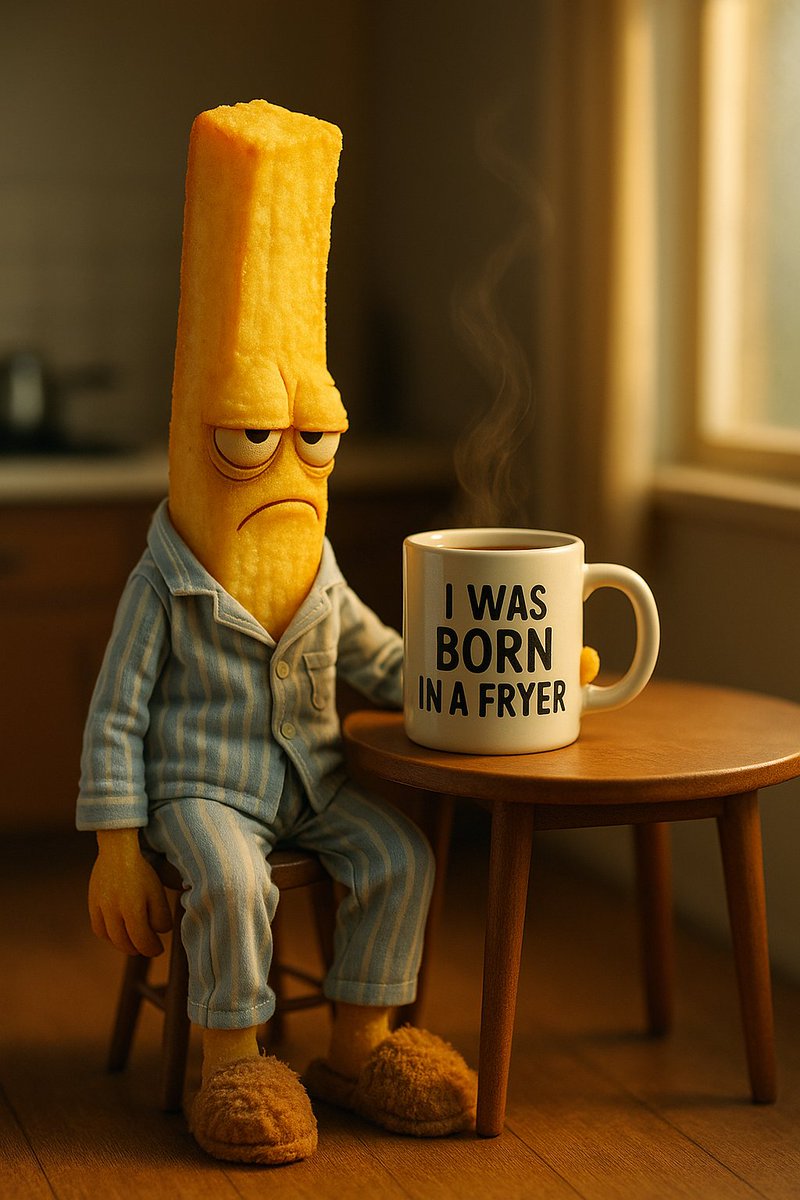 Grumpy good morning!  It's Fry Day!
Happy Friday! 🍟☀️☕️