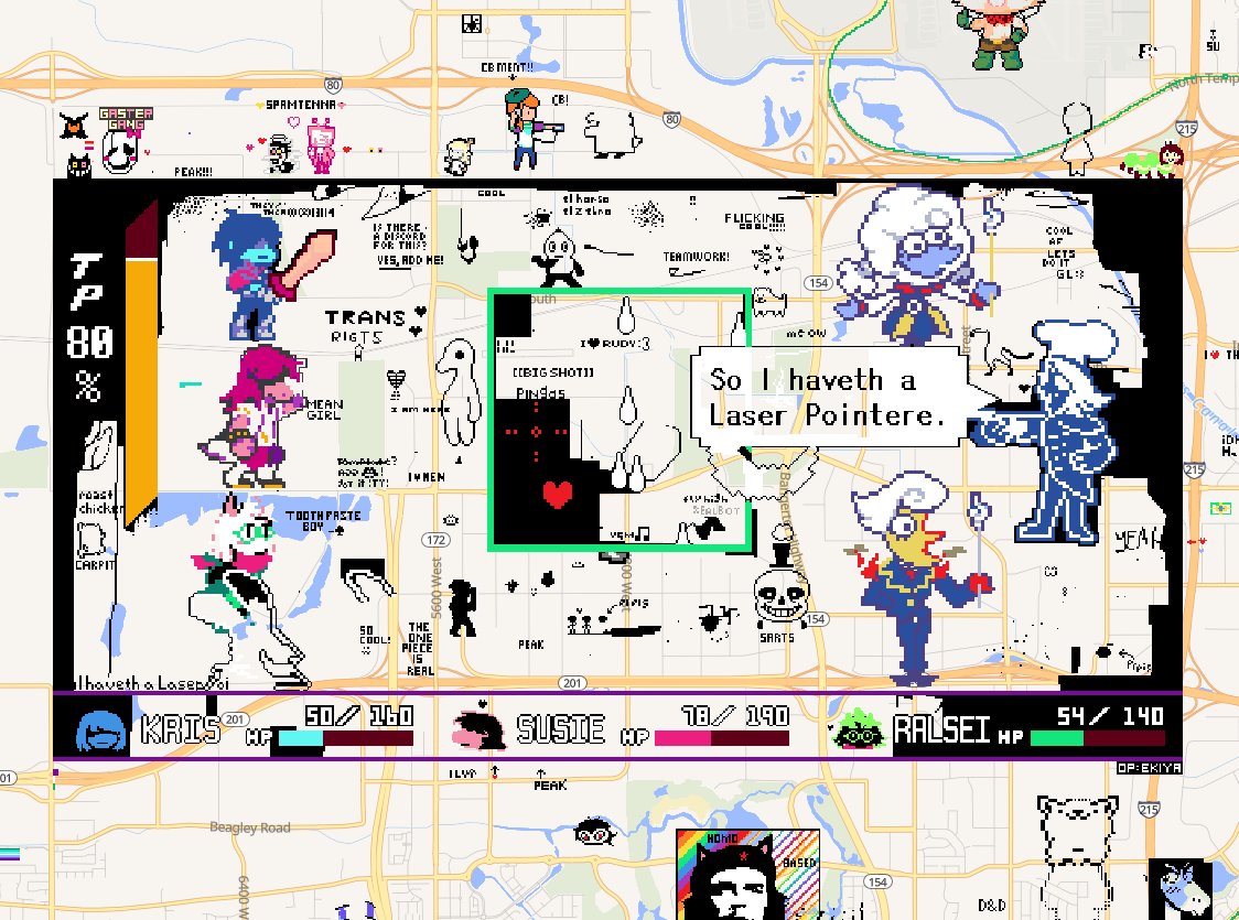 shoutouts to all the people on WPlace who are accurately recreating the rouxls kaard laser pointere scene in the middle of salt lake city