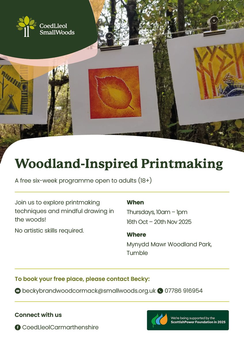 Woodland Inspired Printmaking - Small Woods.
Thursdays from 16th October
cavs.org.uk/2025/08/woodla…