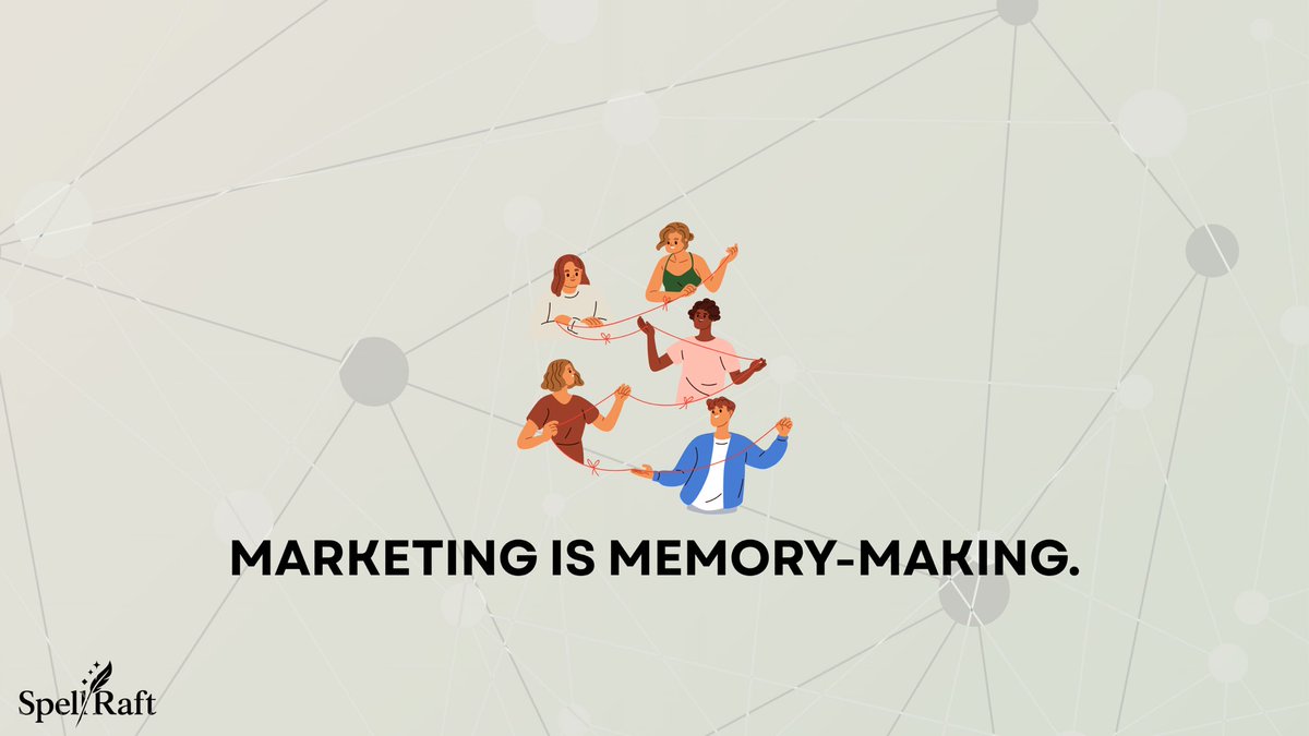 Spellraft's tweet photo. Marketing is memory-making.

You’re not just selling today.
You’re planting moments people will replay tomorrow.

The detail they smiled at.
The line that stuck.
The feeling they didn’t expect.

Good campaigns get attention.
Great ones get remembered.