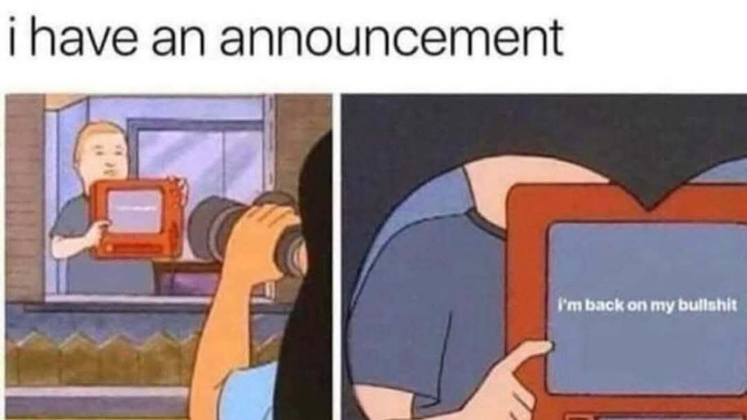 Back on this shit for whatever reason.