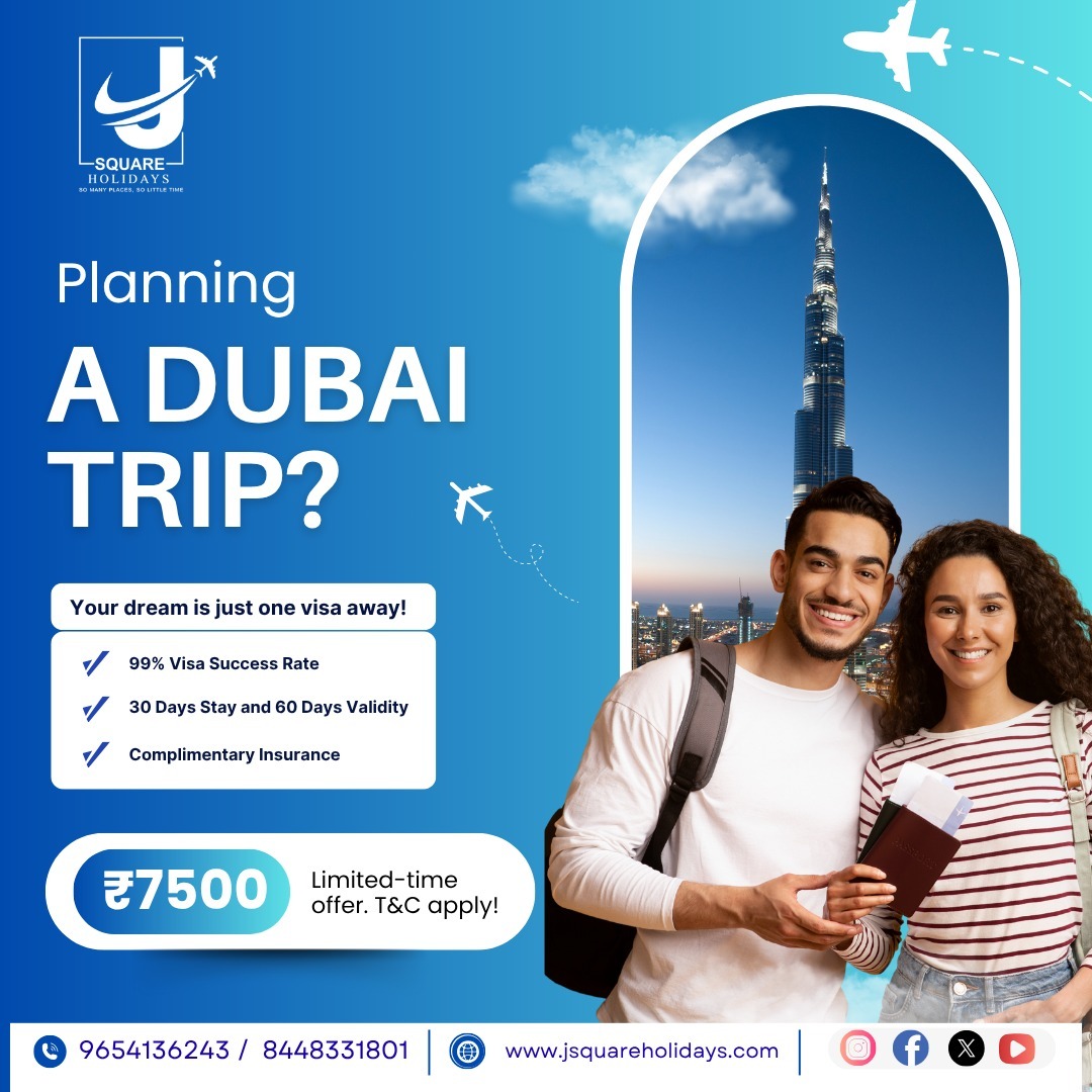 jsquareholidays's tweet photo. ✈️ Booked your trip but stuck on the visa?
Don't stress — we make Dubai visa processing fast &amp; hassle-free!

📞 9654136243 | 7011693639 | 8448331801
🌐 https://t.co/jA5cQ2Pkul

#DubaiVisa #TravelEasy #VisaService https://t.co/EipuVCIyqB