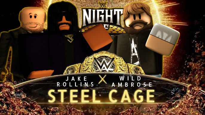 ROBLOXWWE2026's tweet photo. 🚨Jake Rollins defends his World Heavyweight Championship AGAISNT Wild Ambrose in a Steel Cage Match! https://t.co/F2939fjpof