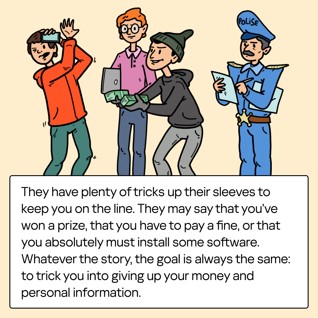 kaspersky's tweet image. 🚨Scammers call pretending to be your bank or tech support, using urgent fines, fake prizes, or "must-install-now" tricks to steal your money &amp;amp; data. Don’t let their smooth talk fool you!
📢 Read this cartoon 👇 &amp;amp; arm yourself against scams!
🛡️Share to protect others!

#Vishing