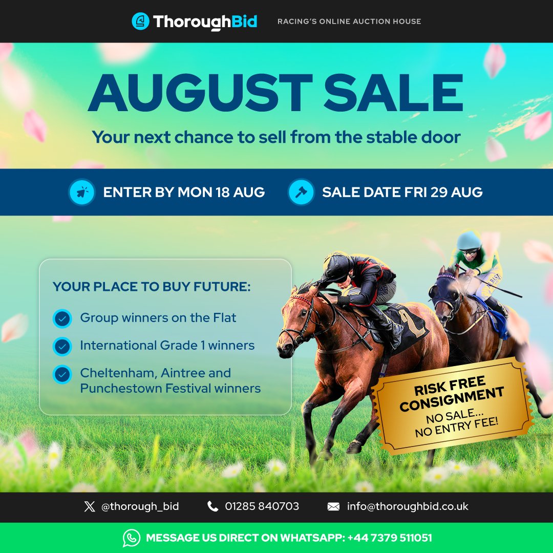 𝑺𝑨𝑳𝑬𝑺 𝑵𝑬𝑾𝑺: Risk-free consignment continues for our August Sale!

📅 Enter by Mon 18th August
💰 Speedy payment
🤝 No sale, no entry fee

#AugustSale ☀️ | FRI 29 AUG