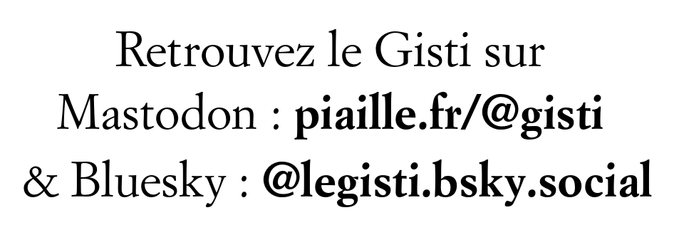 Voici deux liens à retenir :)
→ gisti.org/bluesky
→ gisti.org/mastodon