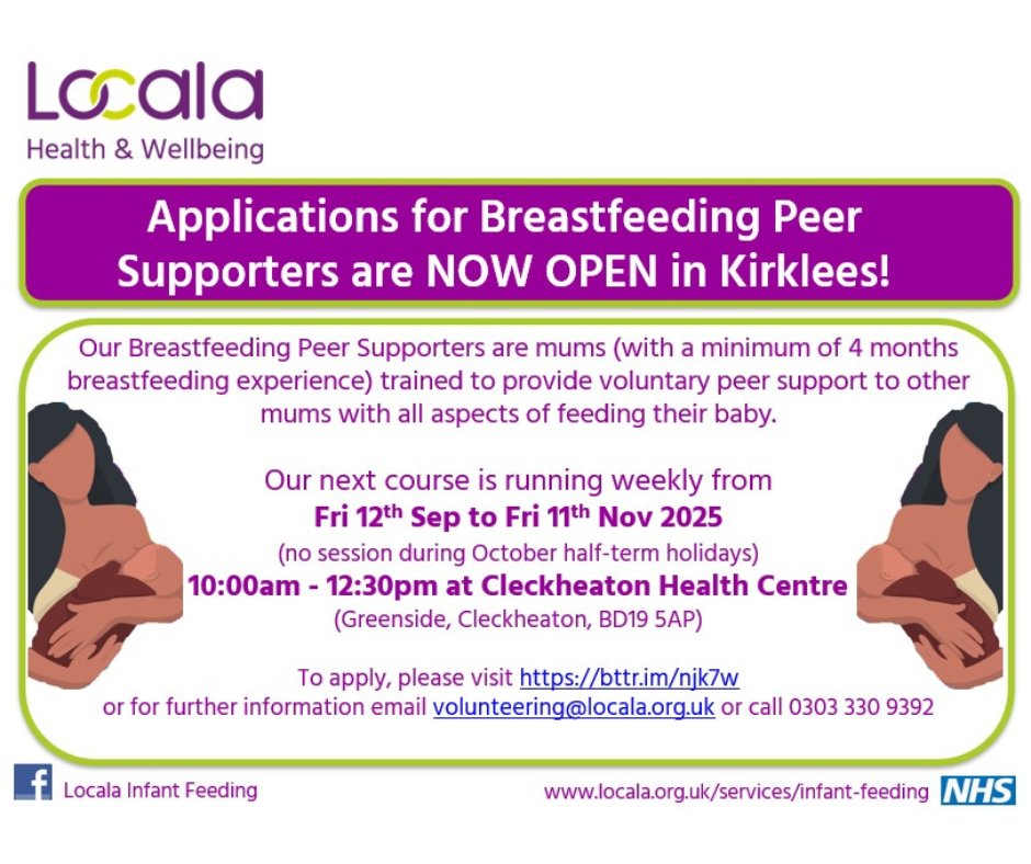 You still have time to apply for the Volunteer Breastfeeding Peer Supporter Training

locala.org.uk/get-involved/v…