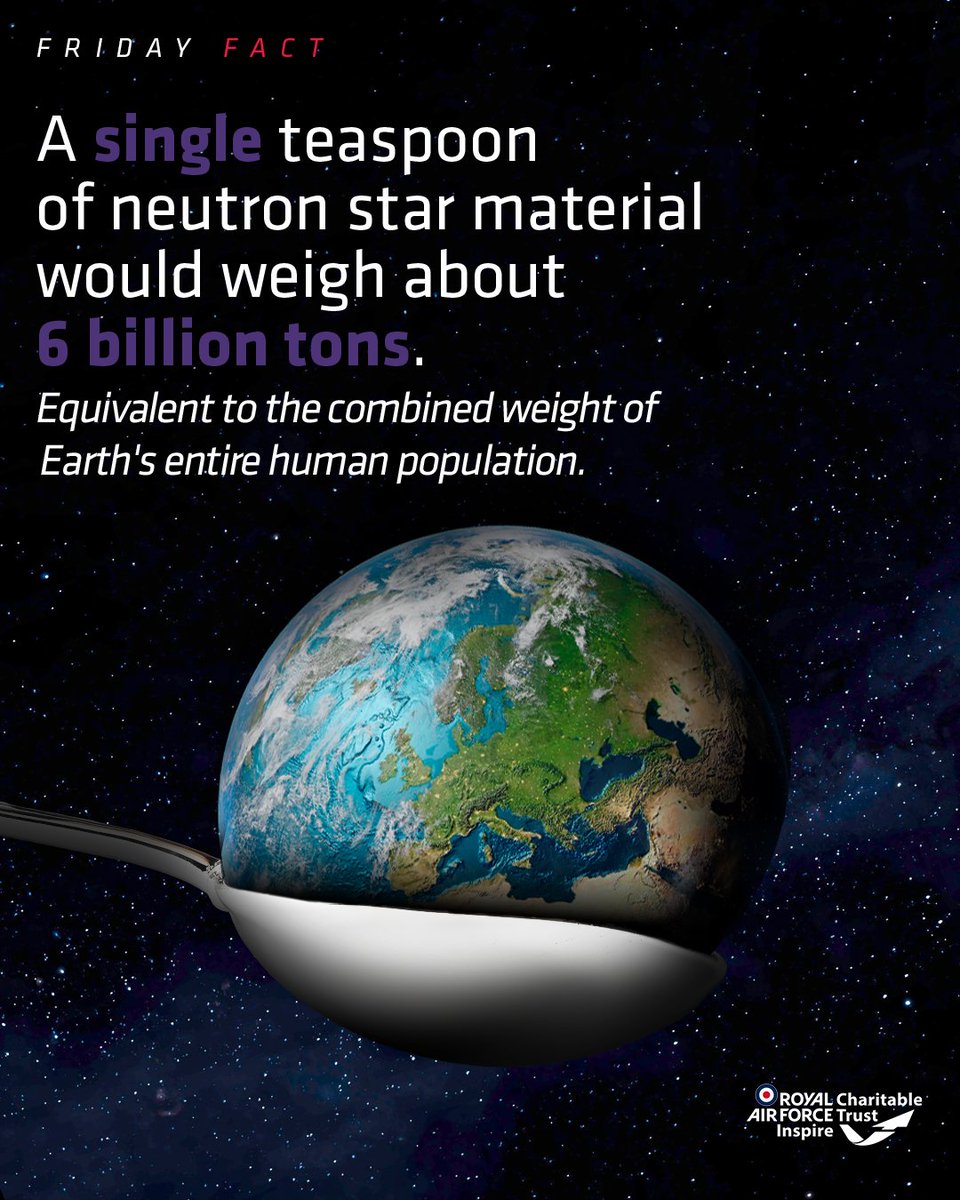 rafcharitable's tweet image. The next time someone says “just a spoonful”… remember, in space, that could be a world-ending amount. ☄️ 

#STEM #Spacefacts #Scienceisawesome