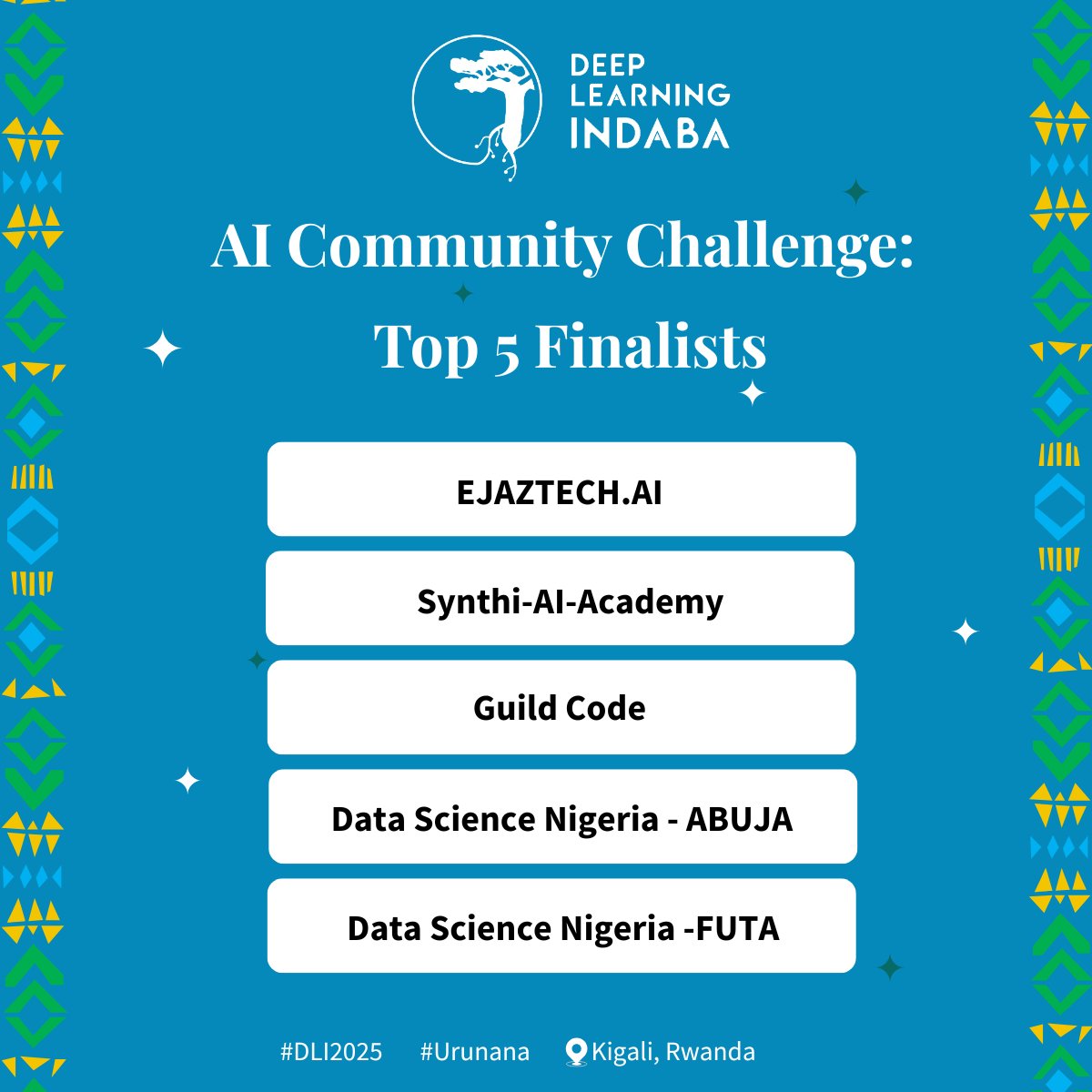 🎉 We’re thrilled to announce the Top 5 Finalists of the 2025 DLI Community Challenge!
After reviewing over 30 inspiring submissions, our judges have selected five standout community projects that will move forward to the live showcase at #DLI2025 in Kigali (in no particular