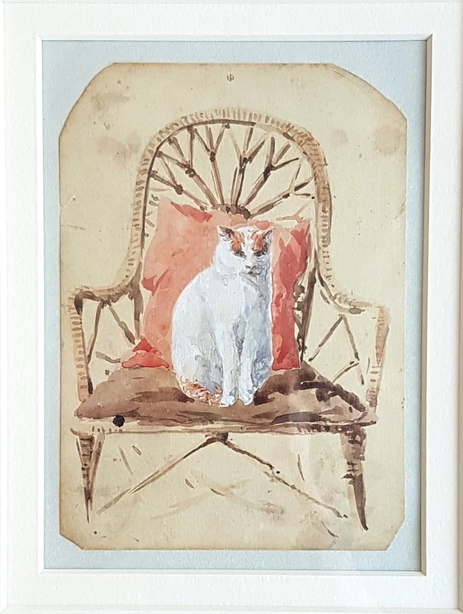 On this #InternationalCatDay, we're celebrating in the most refined fashion - with this fancy feline perched on a wicker chair, cushion by Thomas Hodge.  🐾

A schoolmaster, artist, and member of The Royal and Ancient Golf Club, Hodge not only captured his golfing life in St